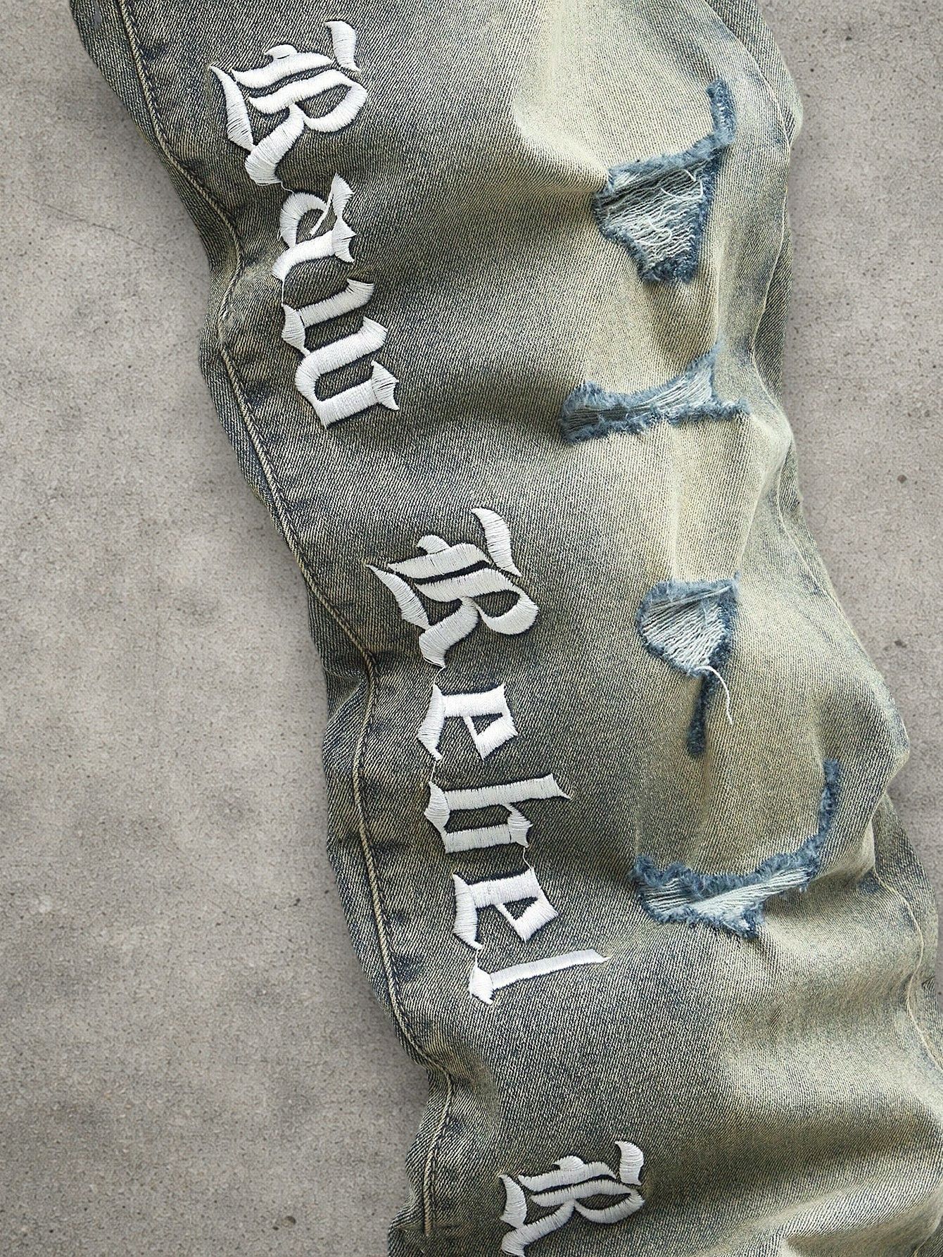 Japanese Brand Slim stacked washed jeans Size US 32 / EU 48 - 3 Thumbnail