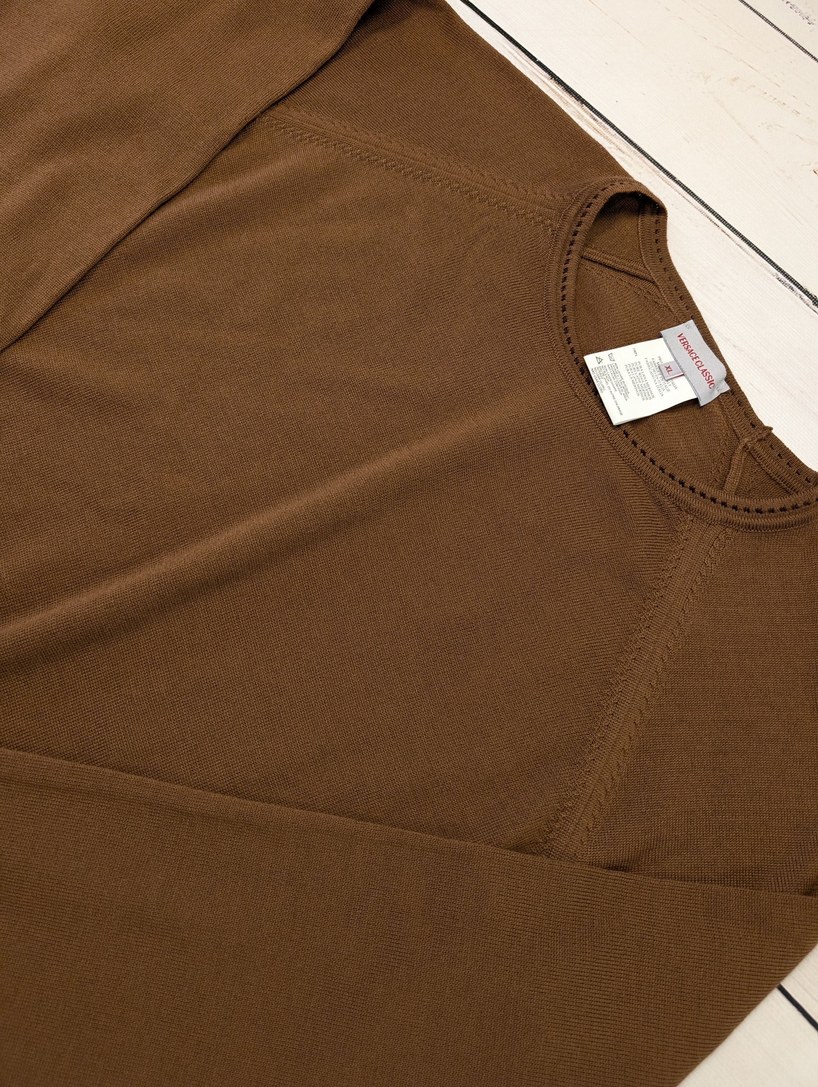 Versace VERSACE Classic Mens Pure Wool Sweater Brown Size XL Size US XL / EU 56 / 4 - 4 Thumbnail
