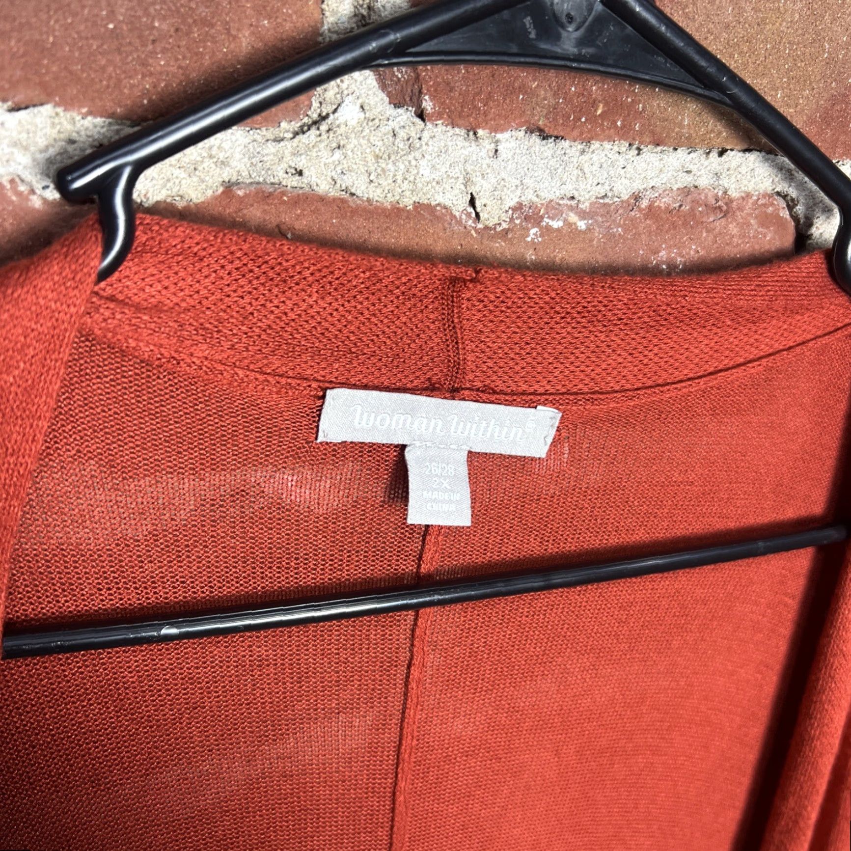 Vintage VINTAGE Woman Within Cardigan ORANGE Plus Size 2X Knit Open Sleeve Long Sleeve Business Casual Travel Workwear Women Buttonless Cardigan Size XXL / US 16-18 / IT 52-54 - 2 Thumbnail
