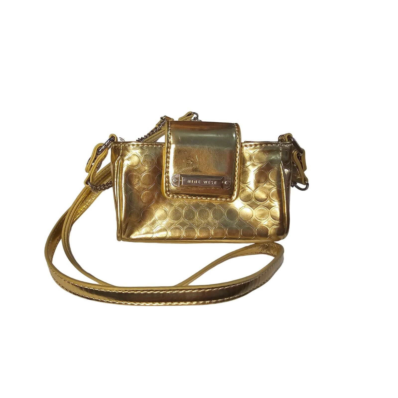 Nine West Nine West Metallic Gold Crossbody/Hand Bag Purse Elegant SM Size ONE SIZE - 1 Thumbnail