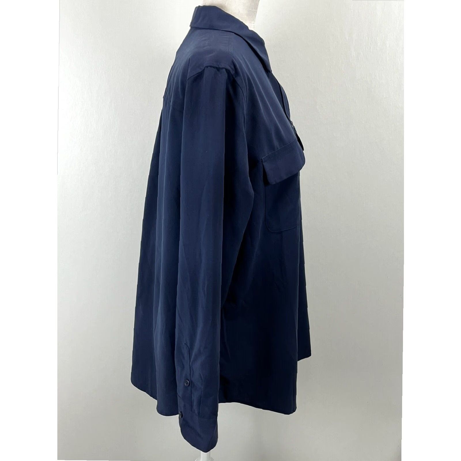 Vintage CHICOS Modal Blend Button Up Blouse Shirt Women's Navy Blue Long Sleeve Size 2 Size XS / US 0-2 / IT 36-38 - 4 Thumbnail