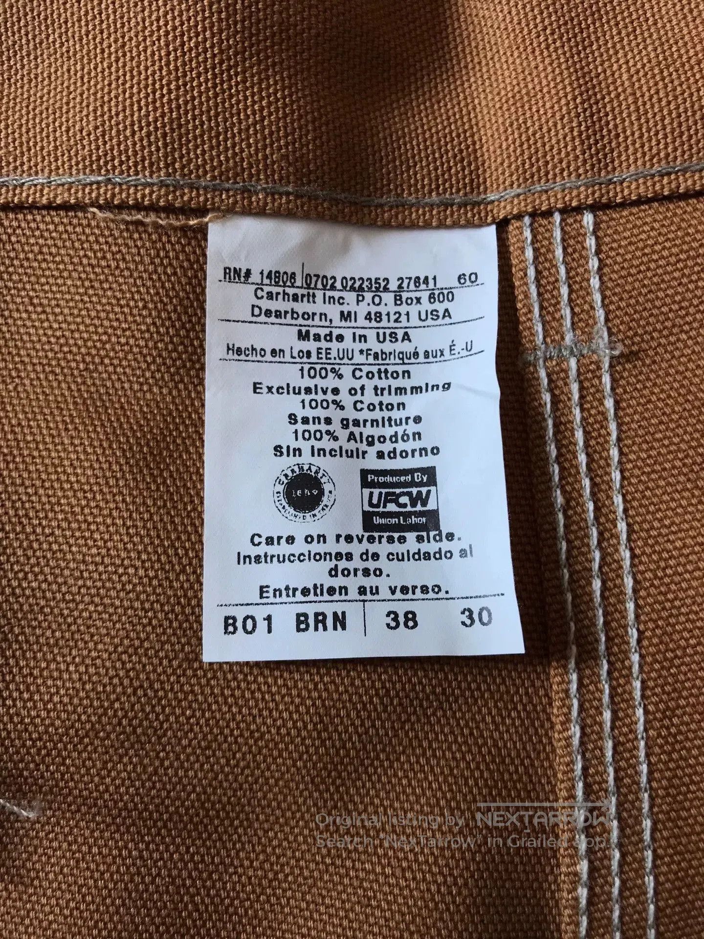 Carhartt Carhartt B01 BRN W38L30 Work Pants. Size US 38 / EU 54 - 9 Thumbnail