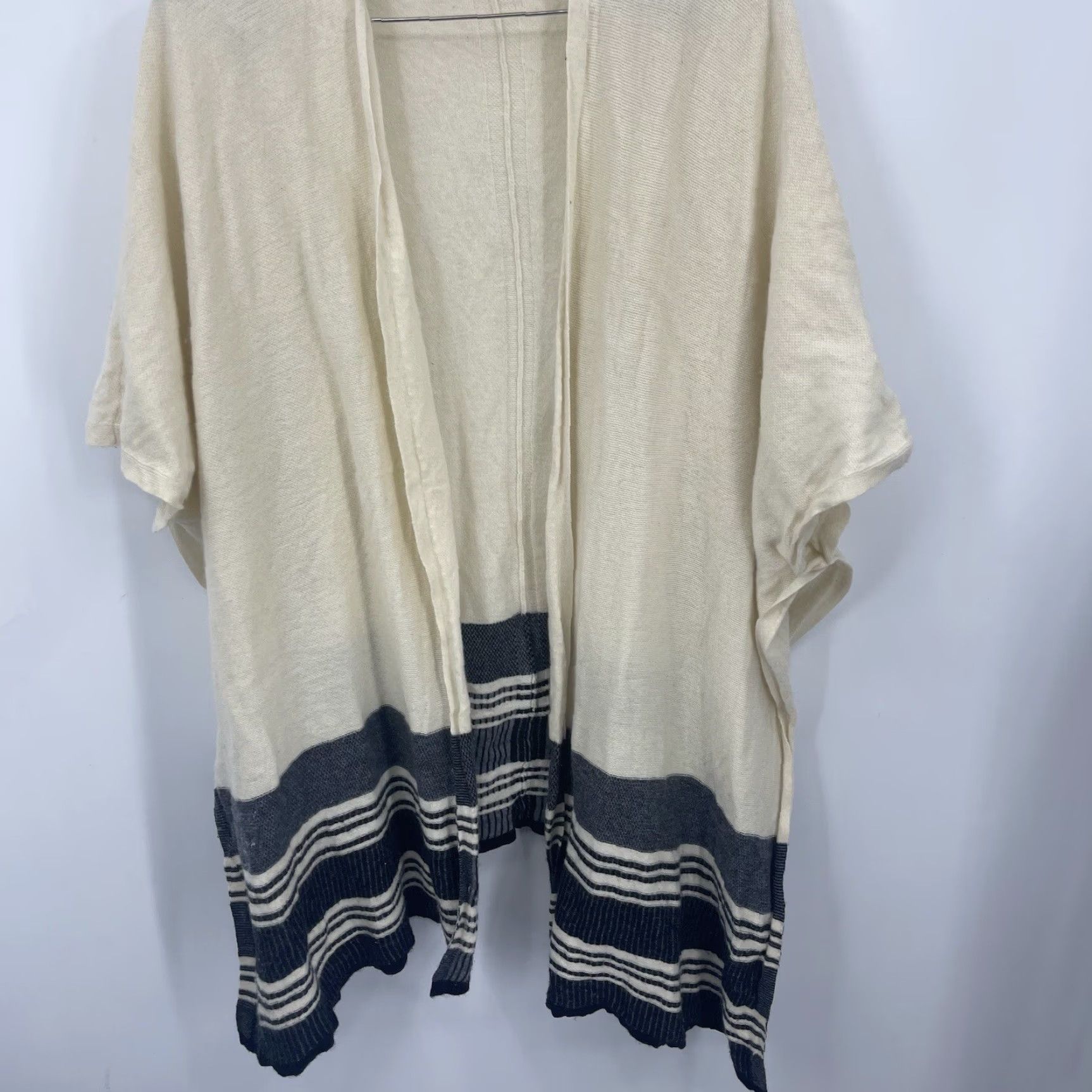Vince Vince Wrap Womens L Cream Striped Open Front Cardigan Sweater READ Bohemian Designer Classic Vintage No Size L / US 10 / IT 46 - 3 Thumbnail