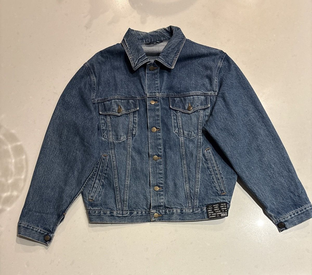 Emporio Armani 80s/90s Emporio Armani Made in Italy Denim Trucker Jacket Size US M / EU 48-50 / 2 - 1 Thumbnail
