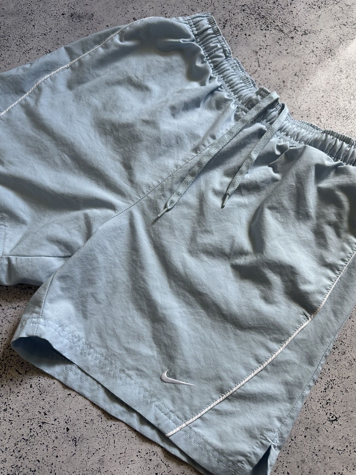 Vintage Vintage Nike Baby Blue Shorts Drill Mini Swoosh Nylon Y2K USA Size US 32 / EU 48 - 2 Thumbnail
