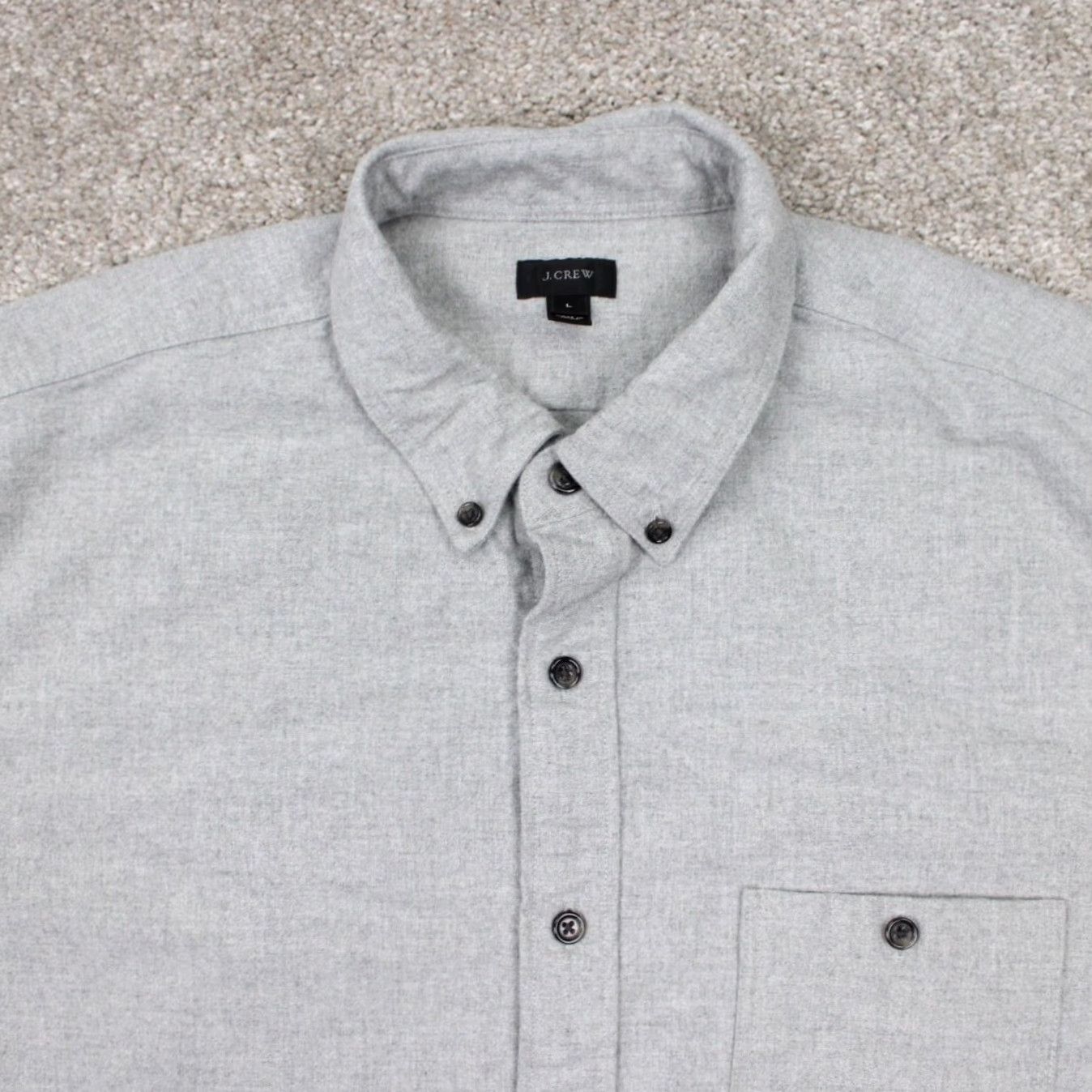 J.Crew J.CREW Shirt Mens Large Gray Cotton with Leather Elbow Patches L/S Button Down Size US L / EU 52-54 / 3 - 5 Thumbnail