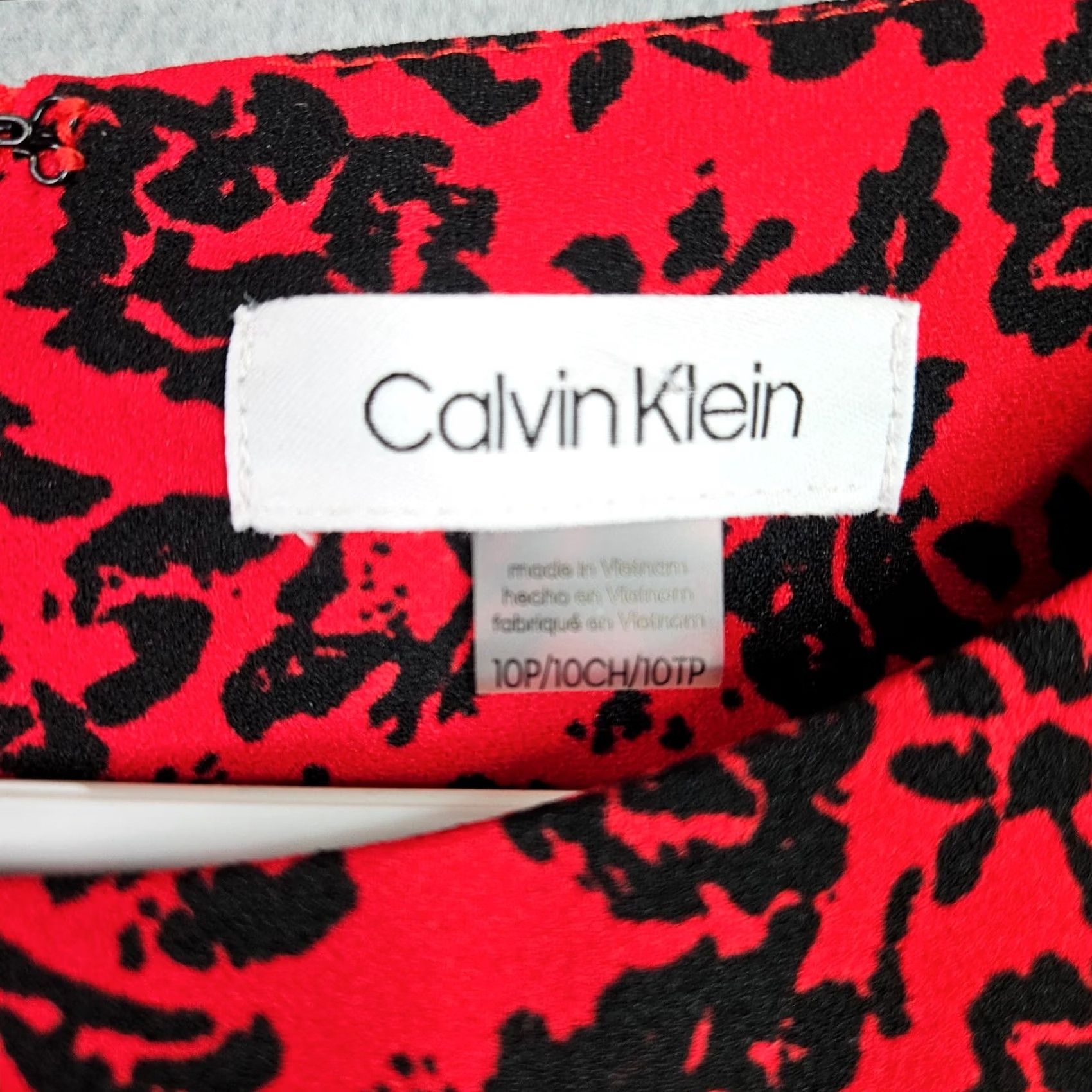 Calvin Klein Calvin Klein Women Dress 10P Sleeveless Floral Sheath Red Black NWT Knee Length Multicolor. Size L / US 10 / IT 46 - 3 Thumbnail