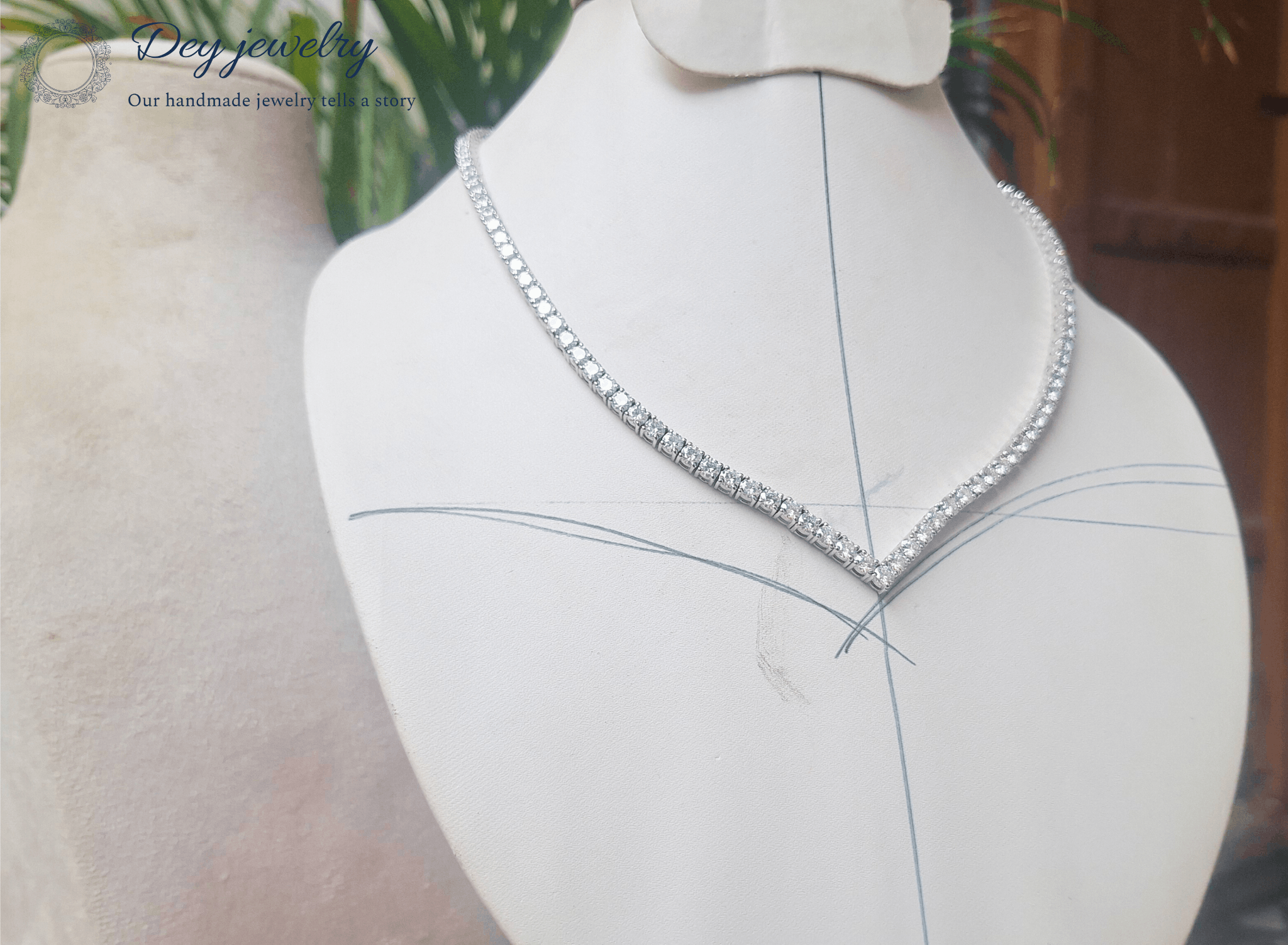 Other Moissanite V Shape Tennis Weeding Necklace Size ONE SIZE - 4 Thumbnail