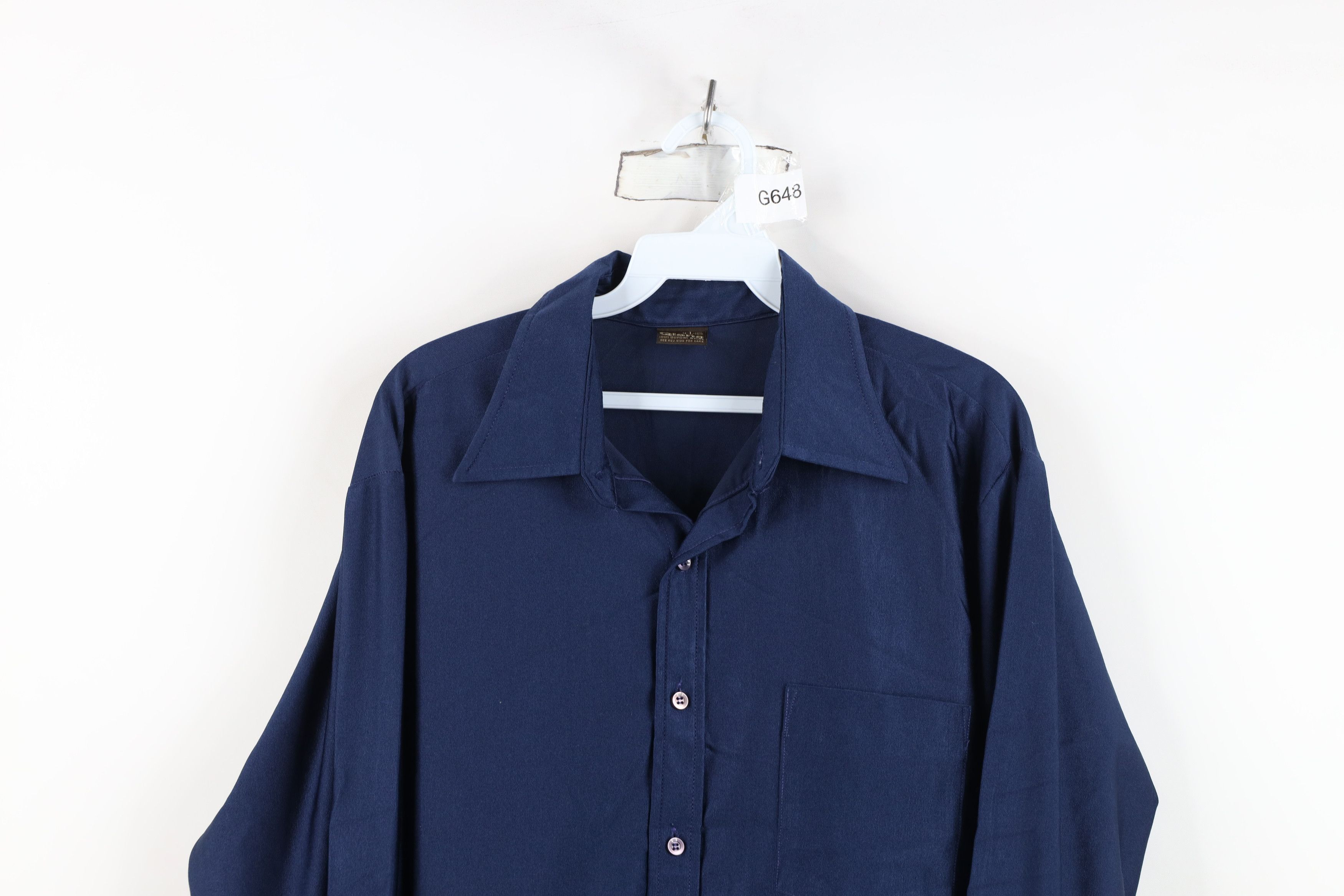 Vintage Vintage 70s Streetwear Knit Collared Button Shirt Blue USA Size US L / EU 52-54 / 3 - 2 Thumbnail