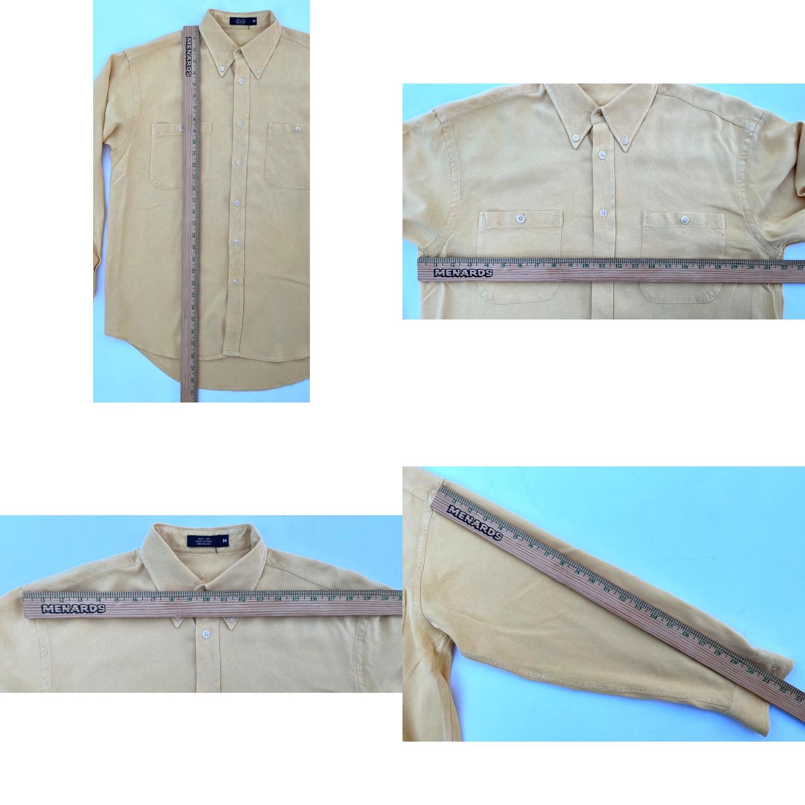 johnnie-O VINTAGE Johnnie Walker Men’s Button-Down Shirt M Silk Yellow Solid Casual Pockets 100% Silk Front Button-Down Collar Mens Size US M / EU 48-50 / 2 - 8 Thumbnail