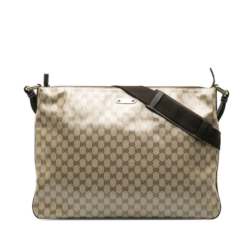 image of Gucci GG Crystal Large Flat Messenger Bag in Beige, Women's