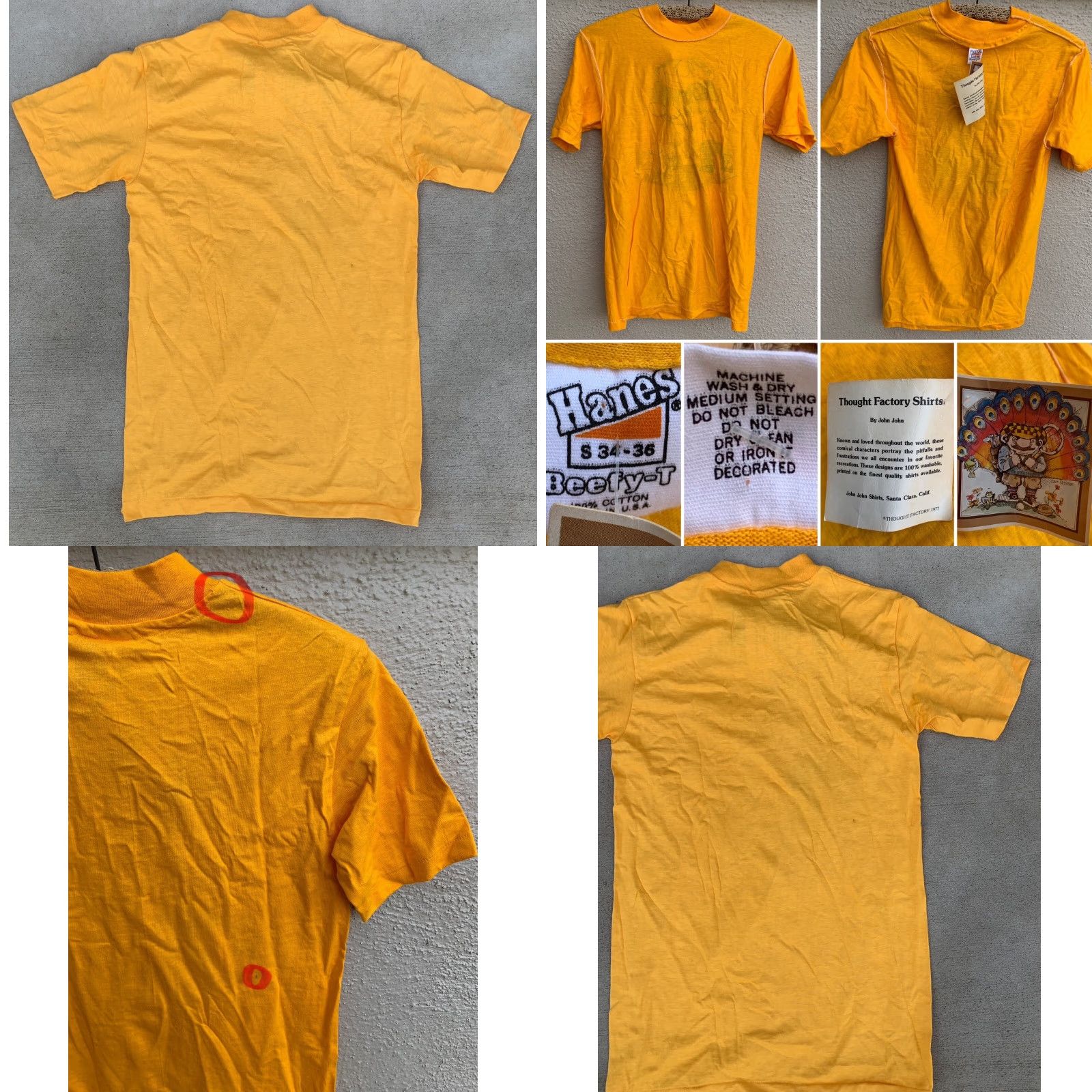 Hanes VINTAGE Hanes T-Shirt 70s 1970s Gary Patterson All Star Bowling Theme Short Sleeve Yellow Mens S Size US S / EU 44-46 / 1 - 10 Thumbnail