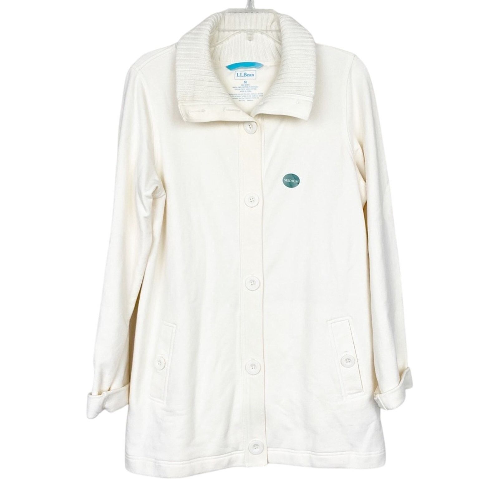 L.L. Bean LL Bean Cream Button Front Cardigan Sz M Size M / US 6-8 / IT 42-44 - 6 Thumbnail
