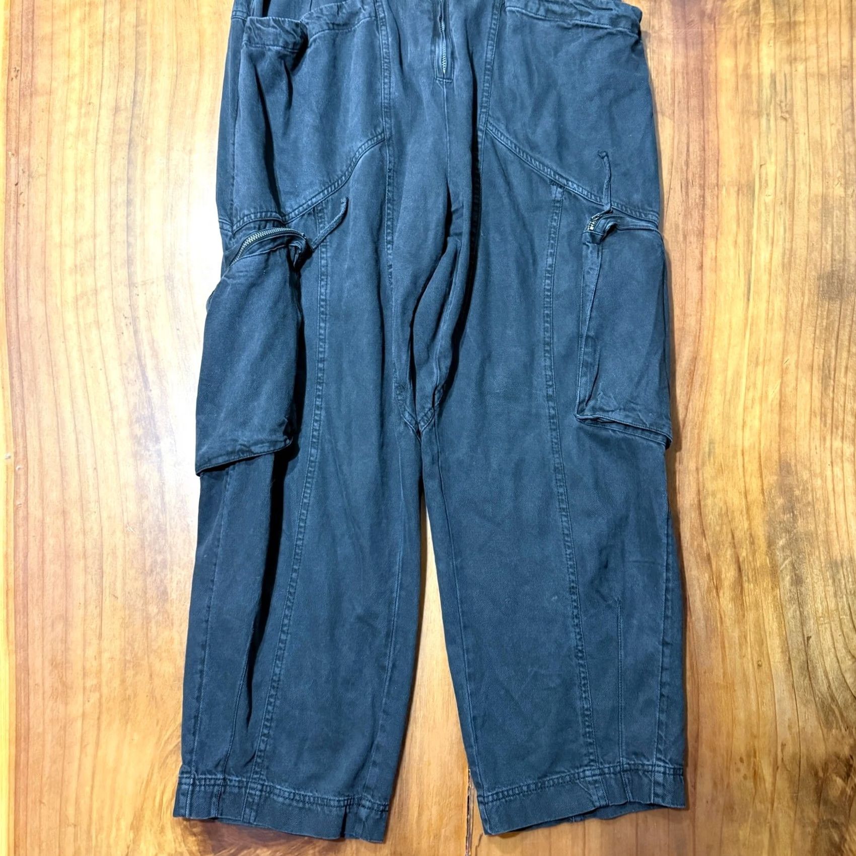 Free People Free People Marci Jumpsuit Coverall Women's Small Black Bohemian Casual Cotton Blend Short Sleeve Button Stretch Straight Leg Denim Bohemian Size 28" / US 6 / IT 42 - 3 Thumbnail