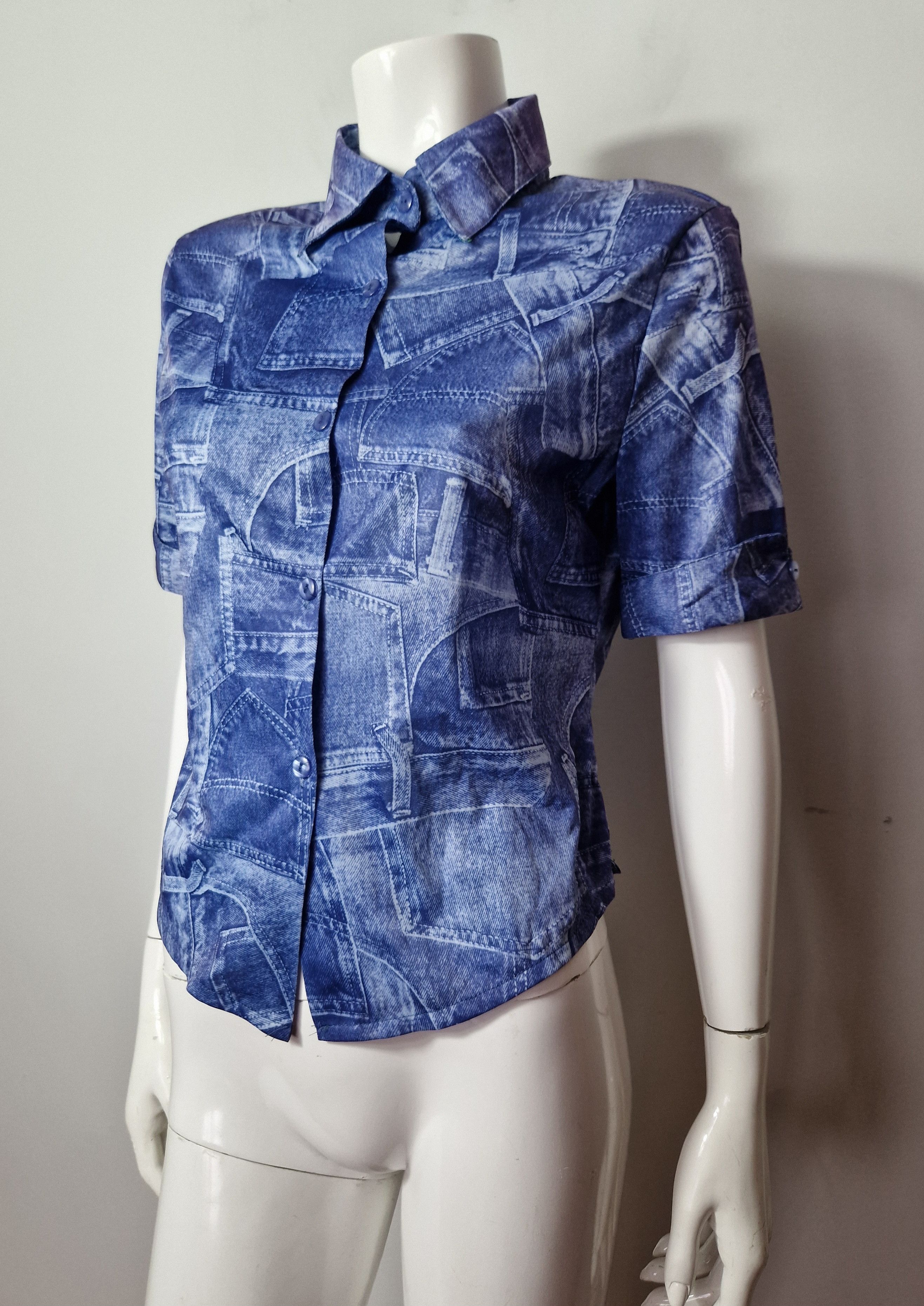 Versace Versace vintage denim print DSWT blouse Size S / US 4 / IT 40 - 7 Thumbnail