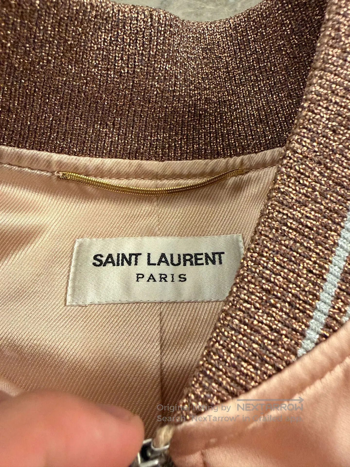 Saint Laurent Paris Pink Satin Baseball Jacket with Cloud Design. Size US S / EU 44-46 / 1 - 2 Thumbnail