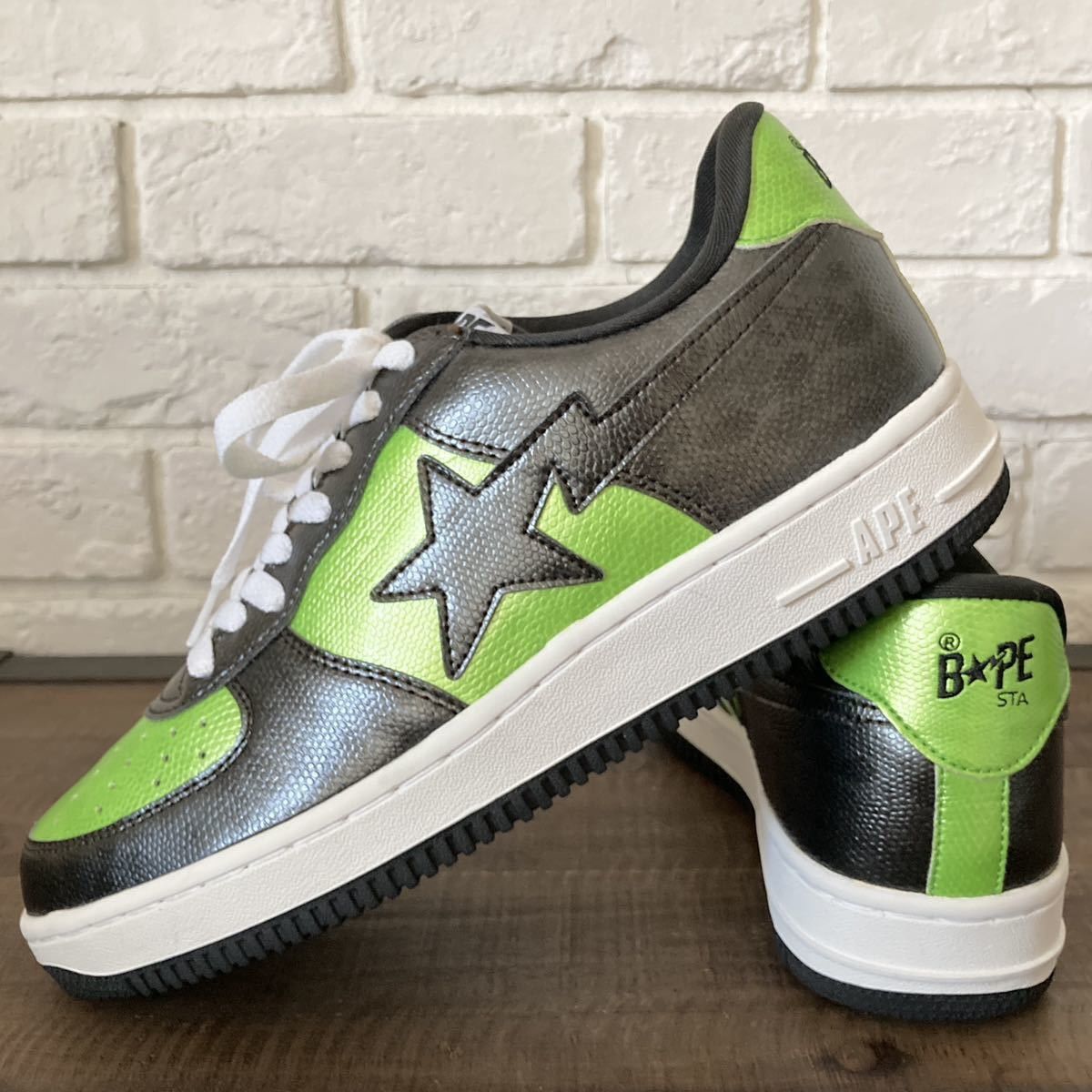 image of Snakeskin Bapesta Sneakers A Bathing Ape Bape Sta Nigo in Black Green, Men's (Size 10)