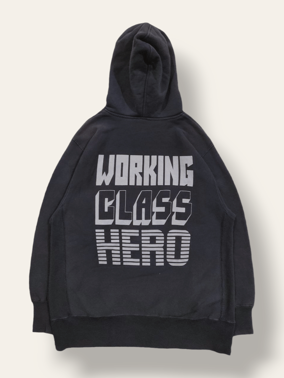 image of John Lennon Working Class Hero Pullover Hoodie in Distressed Brown, Men's (Size Medium)