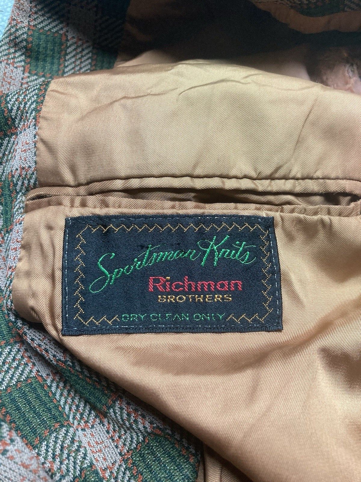 Vintage 1960s sport coat blazer Richman Brothers plaid 2 button 40R Size 40R - 7 Thumbnail
