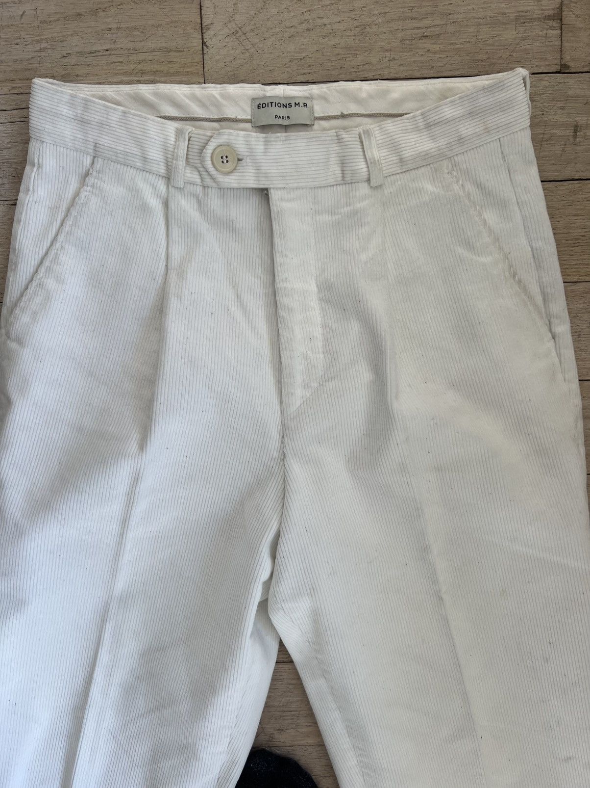 Editions M.R High Waist Pleated Corduroy Pants - White Size US 30 / EU 46 - 2 Thumbnail