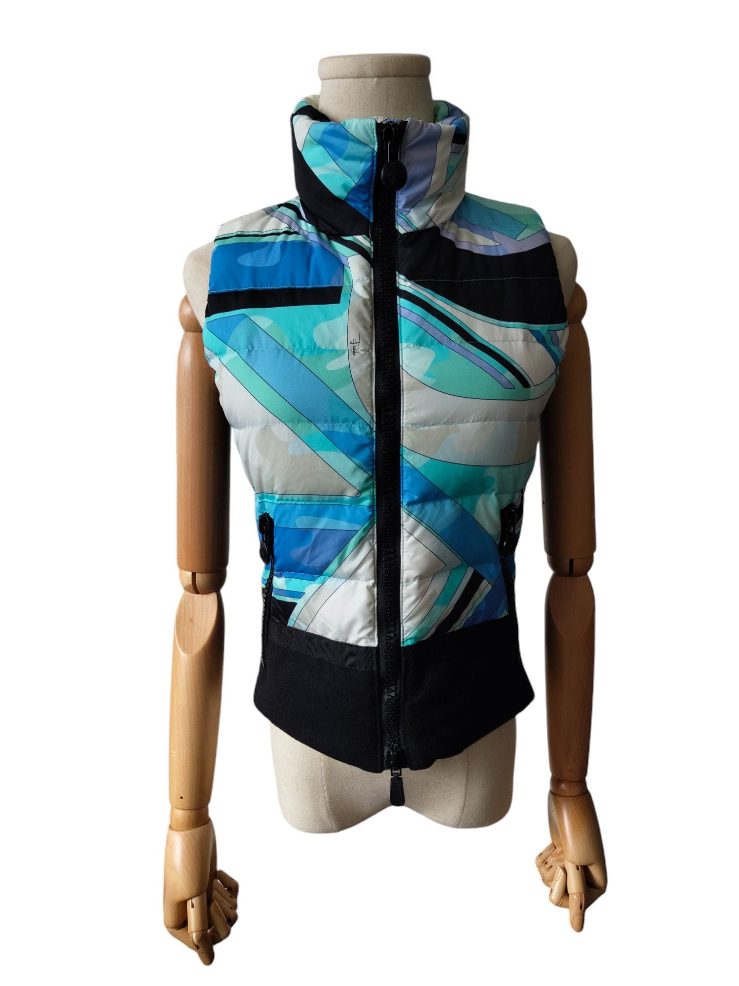 Emilio Pucci Blue And Black Down Puffer Vest Size XS / US 0-2 / IT 36-38 - 4 Thumbnail