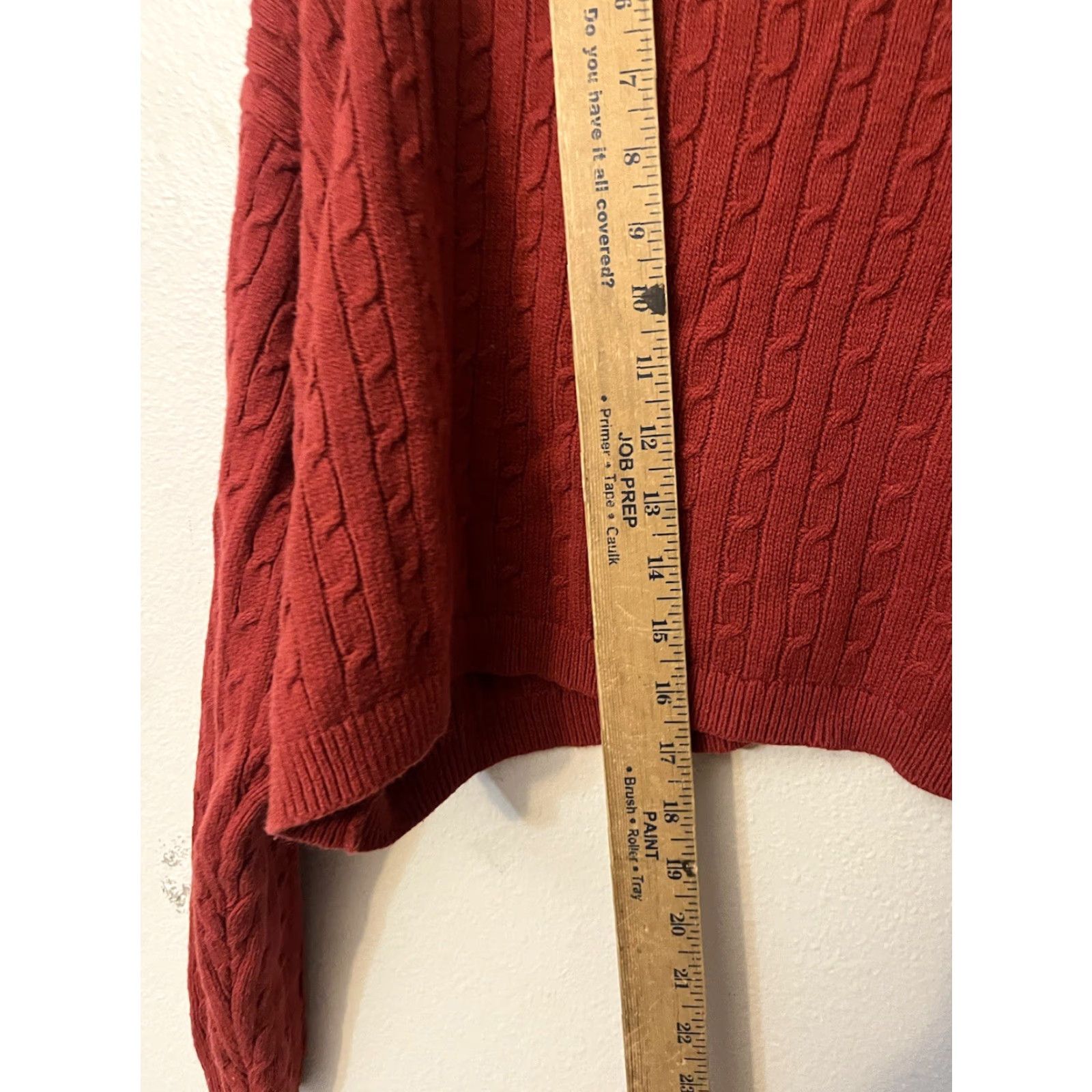 Vintage Kendall & Kylie Cable Knit V Neck Cropped Cardigan Sweater Brick Red Rust Large Size L / US 10 / IT 46 - 5 Thumbnail