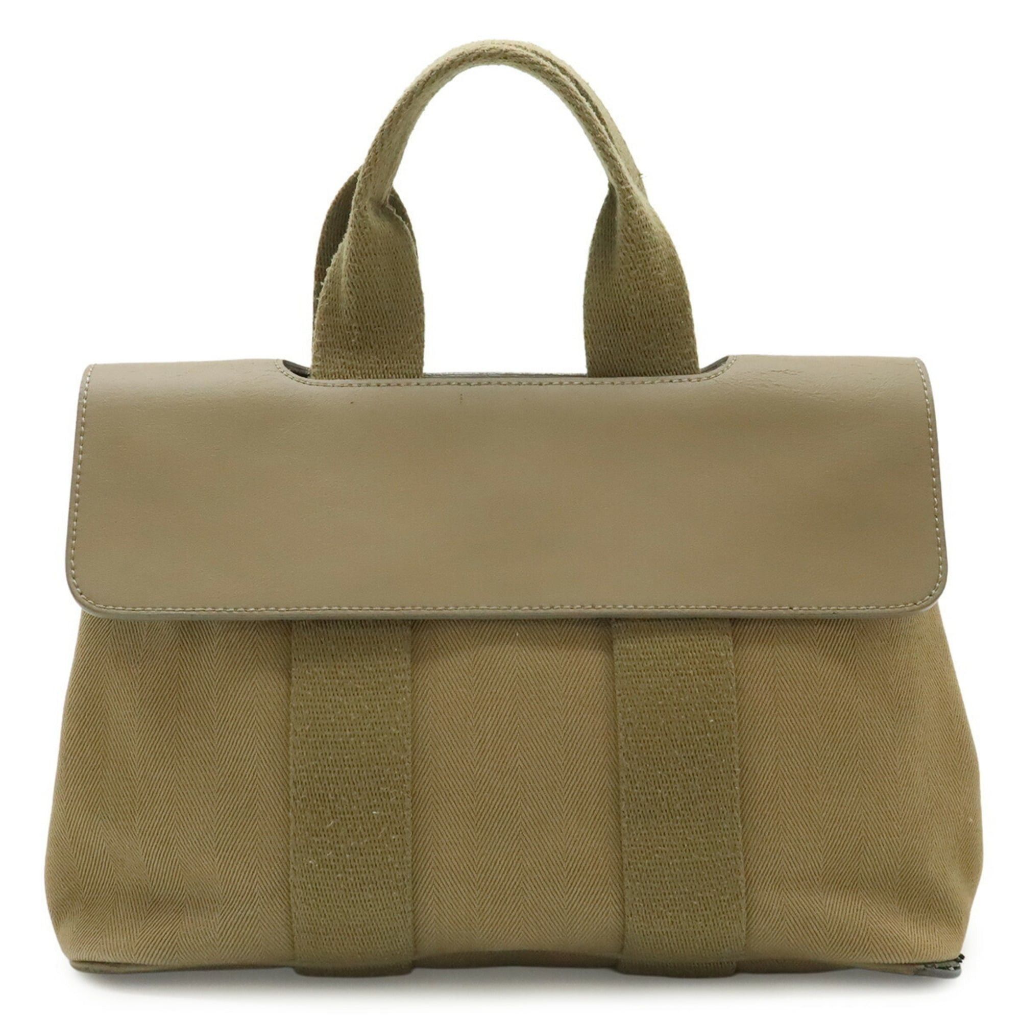 Hermes HERMES Valparaiso PM Handbag Tote Bag Toile Chevron Leather Light Khaki Size ONE SIZE - 1 Thumbnail
