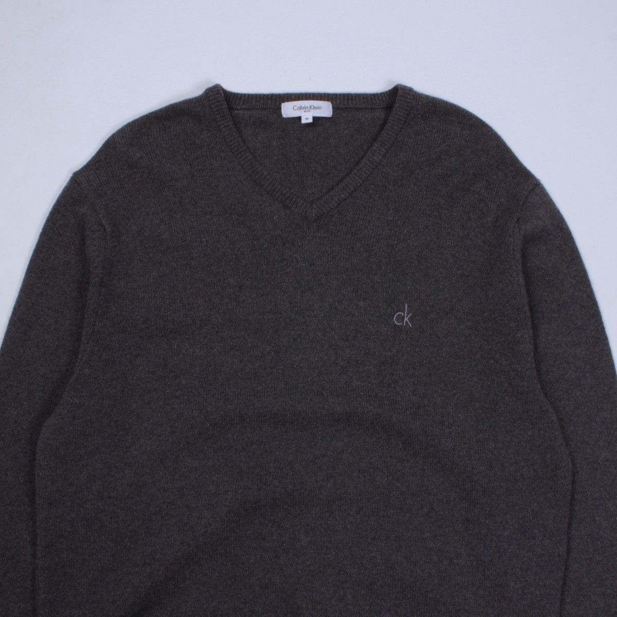 Calvin Klein × Designer CALVIN KLEIN Golf Wool Blend Gray V-neck Sweater Jumper Size US M / EU 48-50 / 2 - 4 Thumbnail