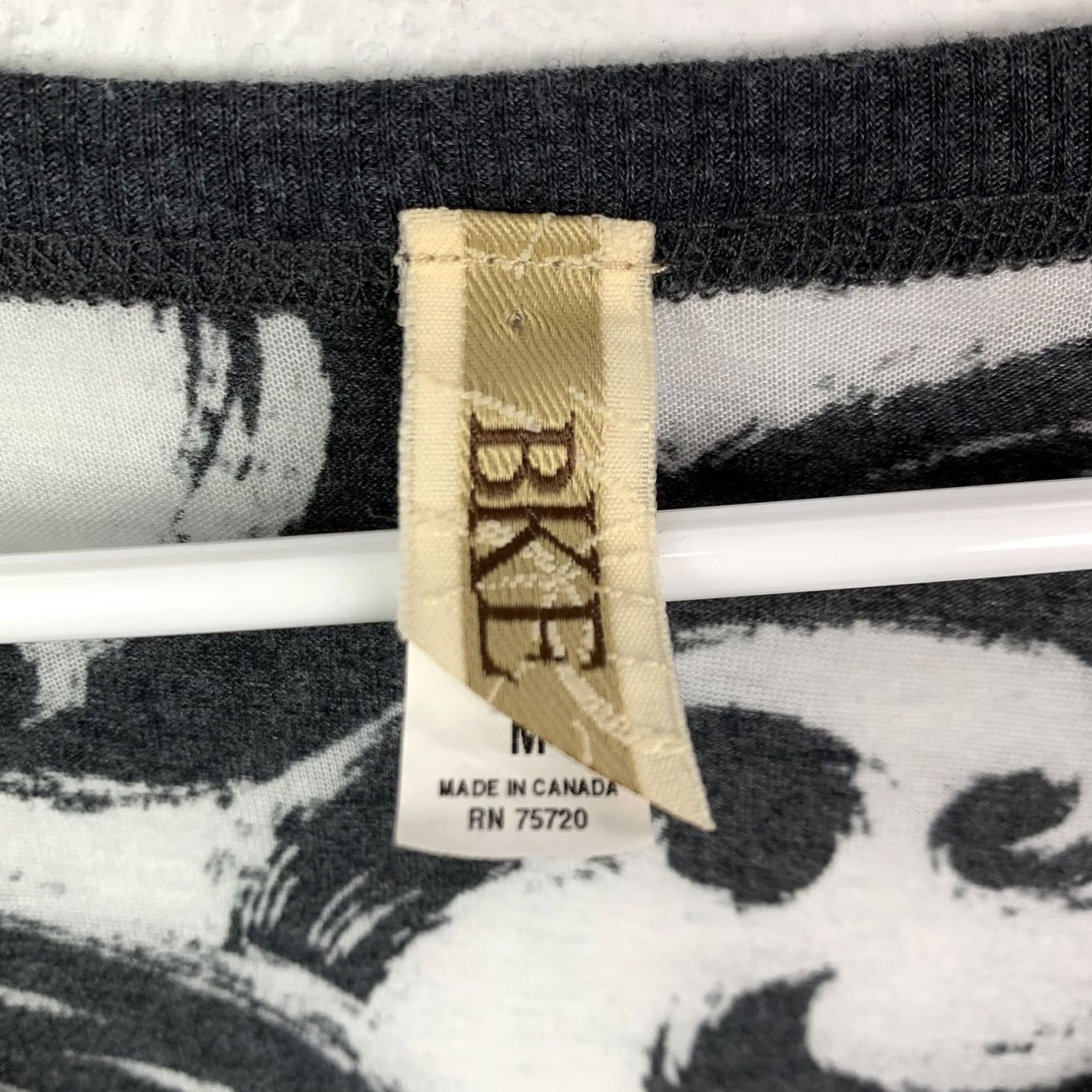 BKE BKE Henley Shirt Gray White Swirl Abstract Long Sleeve Top Medium Juniors Womens Made in Canada Size M / US 6-8 / IT 42-44 - 5 Thumbnail