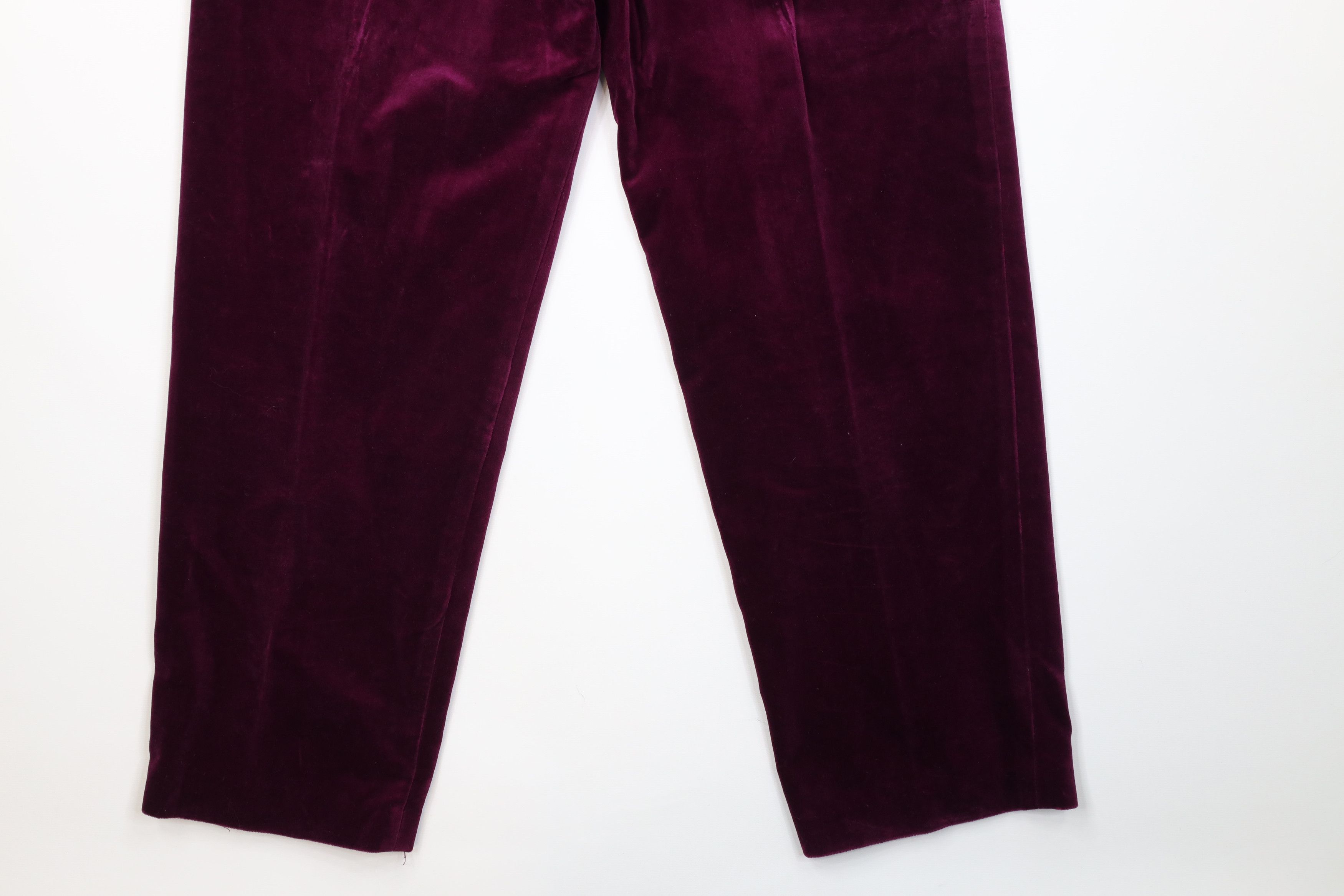 Vintage Vintage 90s Streetwear Wide Leg Velvet Velour Pants Purple Size 36" / US 14 / IT 50 - 14 Thumbnail