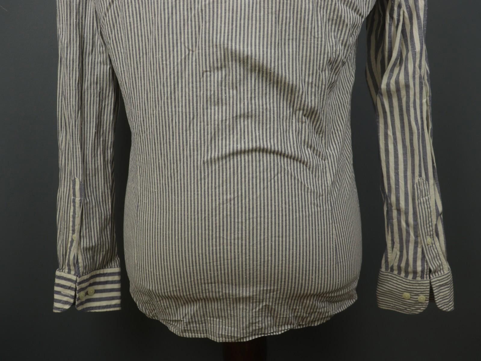 Designer Hackett London White Blue Collared Button-Up Shirt Size M Size US M / EU 48-50 / 2 - 9 Thumbnail
