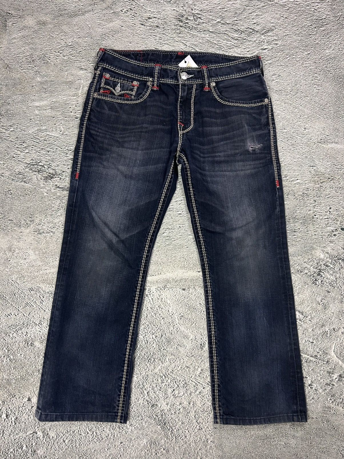 True Religion True Religion VAMP navy blue jeans red stitch contrast Y2K Size US 34 / EU 50 - 5 Thumbnail