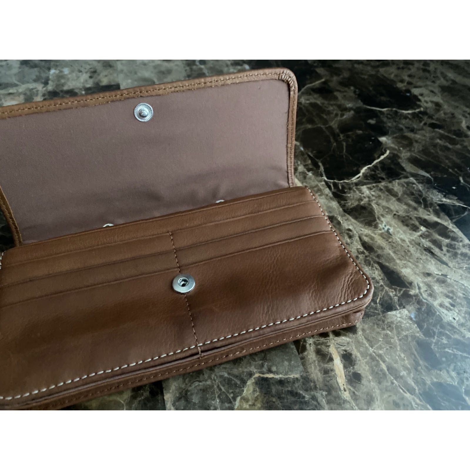 Fossil Fossil Genuine Brown Leather Womens Clutch Wallet Bi Fold Coin Cards Size ONE SIZE - 2 Thumbnail