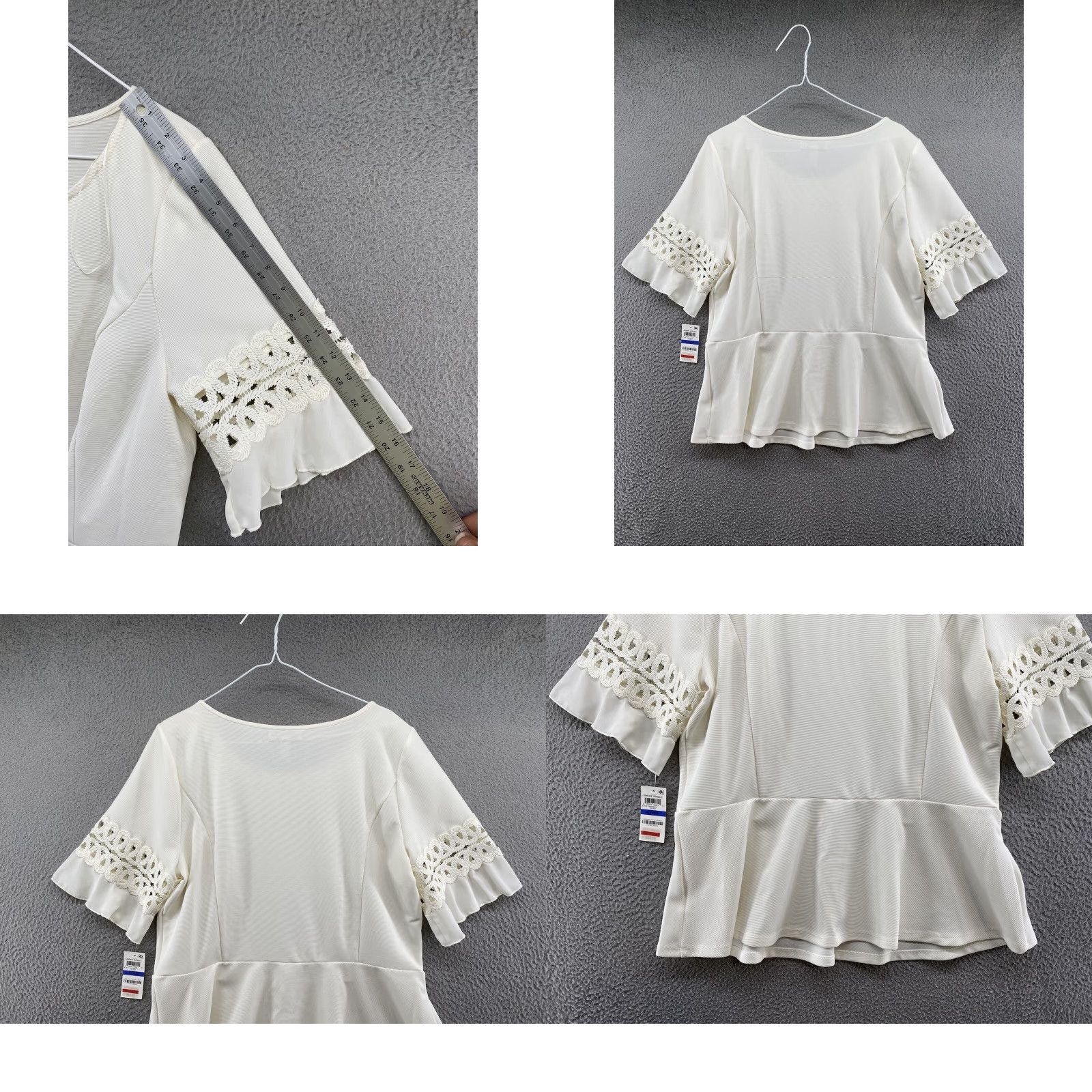 Charter Club Charter Club Blouse Lace Ivory Urban Jungle XL Short Sleeve Round Neck Career Women Regular Size Size XL / US 12-14 / IT 48-50 - 8 Thumbnail