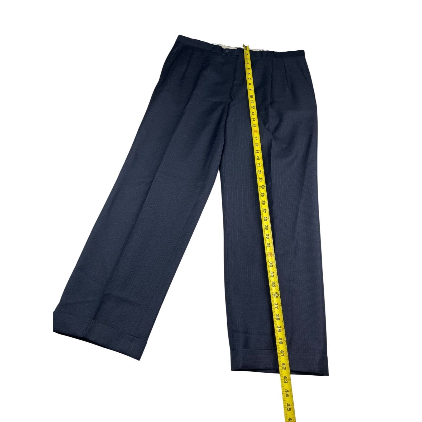 Jack Victor Jack Victor Men’s 100% Wool 3-Button Suit Navy Blue Check • Size 42L - 16 Thumbnail