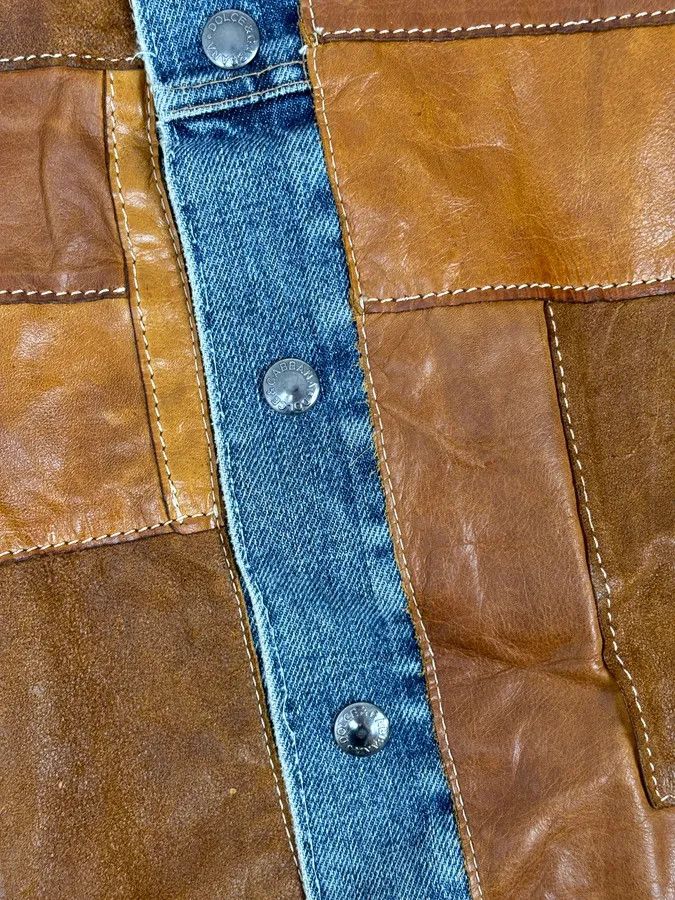 Dolce & Gabbana SS2001 Dolce & Gabbana Brown Patchwork Leather Denim Jacket Size US M / EU 48-50 / 2 - 9 Thumbnail