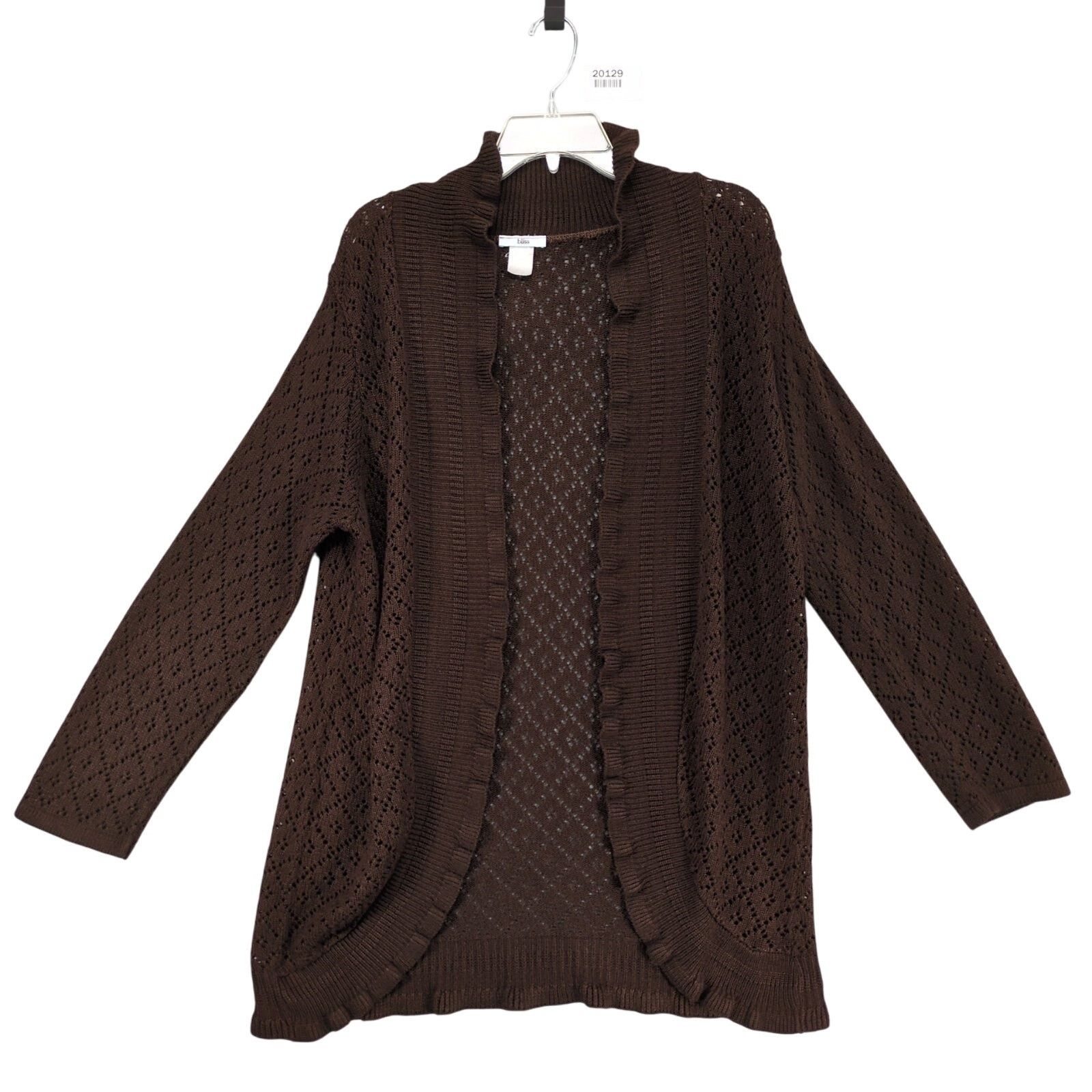 Vintage Bliss Women's Brown Open Cardigan Diamond Knit Sweater Size L / US 10 / IT 46 - 1 Thumbnail