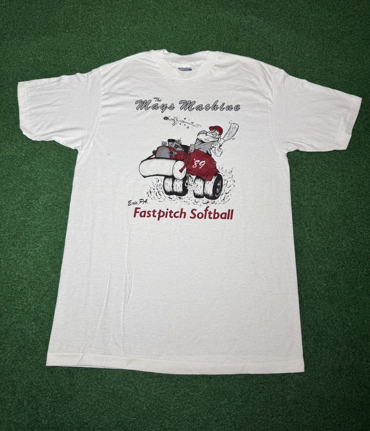 Hanes Fast Pitch Softball Vintage 80s Erie Pa Lrg 20.5x31 T Shirt Size US L / EU 52-54 / 3 - 1 Thumbnail