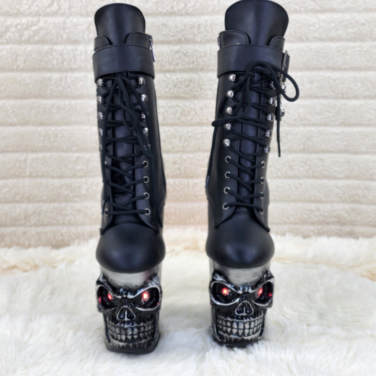 Other Rapture Brushed Skull & Bones 8" High Heel Platform Ankle Bo Size US 9 / IT 39 - 4 Thumbnail