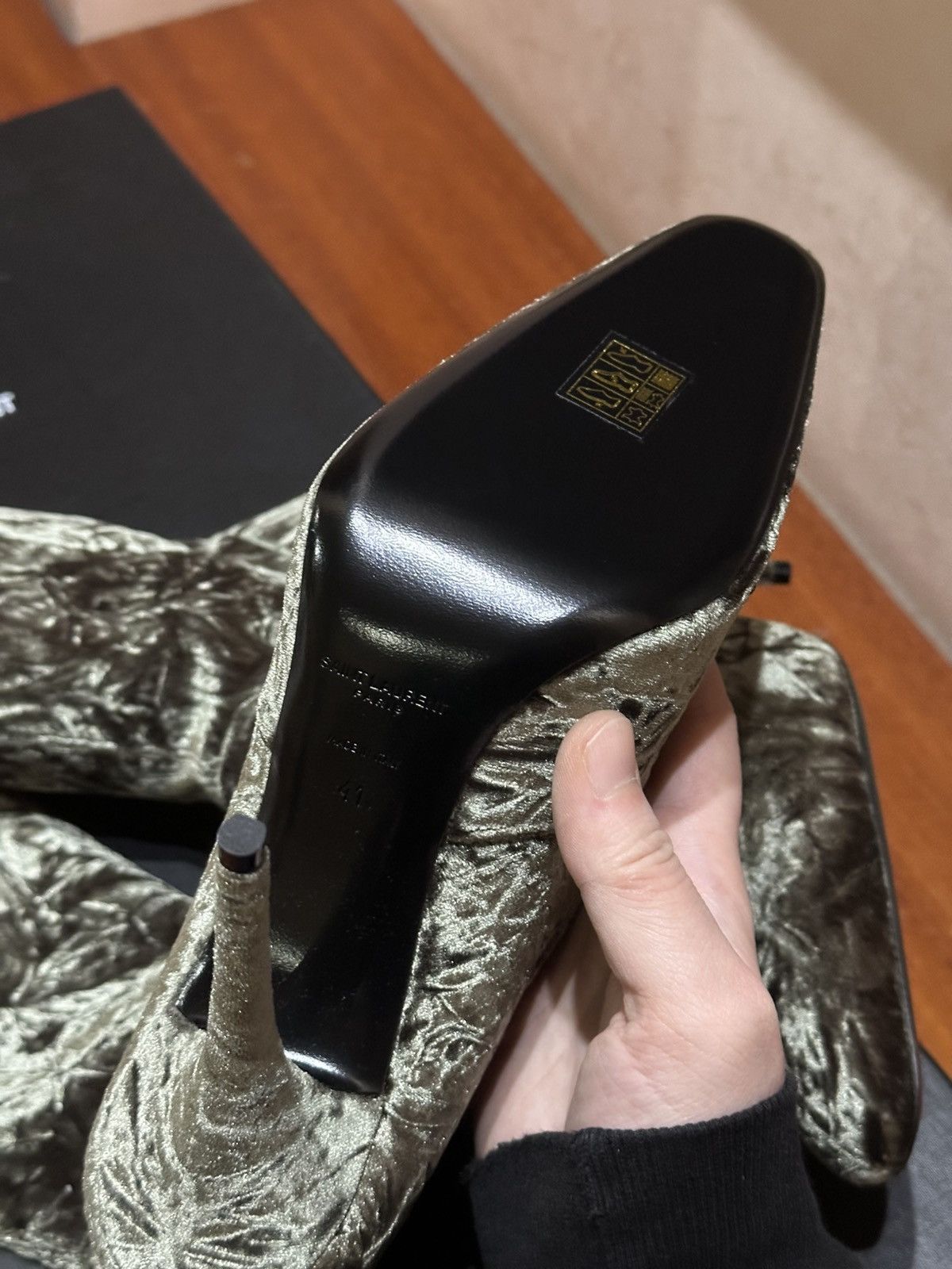 Saint Laurent Paris Saint Laurent velour heels Size US 11 / IT 41 - 5 Thumbnail
