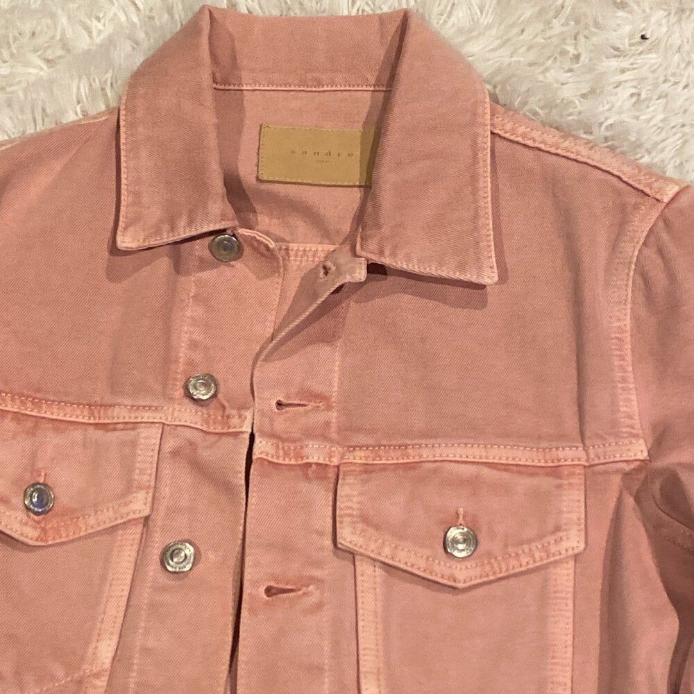 Sandro Vintage Sandro Paris Denim Jacket Pink Faded Medium Size US M / EU 48-50 / 2 - 3 Thumbnail