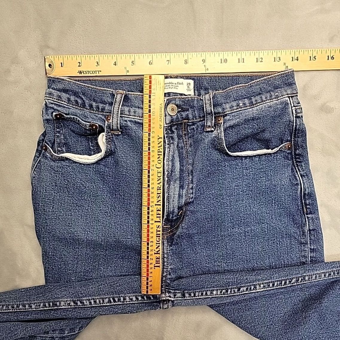 Abercrombie & Fitch Abercrombie & Fitch Jeans Womens 29 Blue Denim Ankle Straight Ultra High Rise 5-Pocket Cotton Spandex Zip Medium Wash Size 29" - 7 Thumbnail