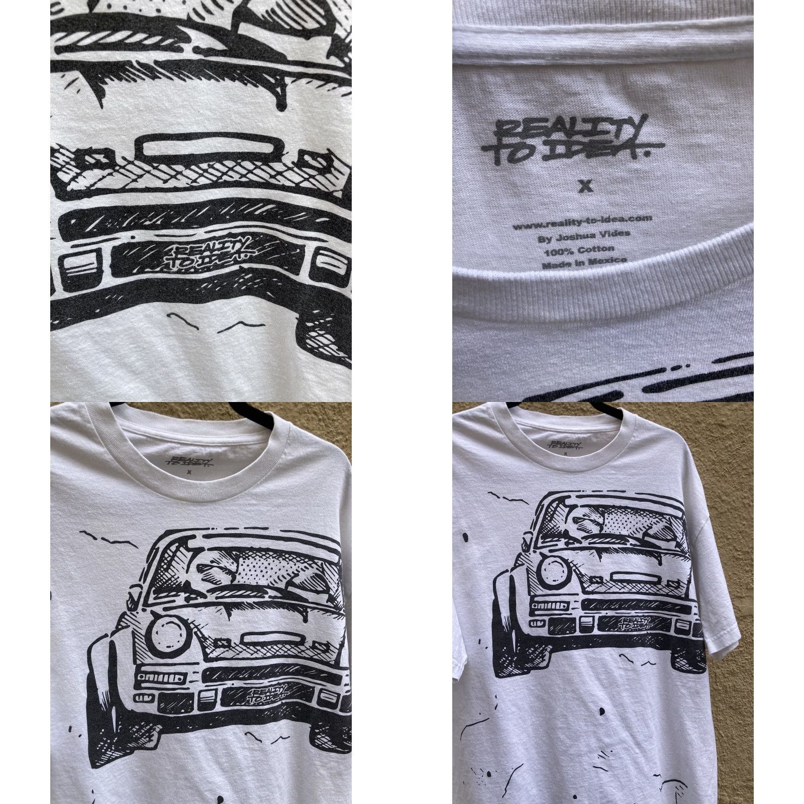 IDEA Reality to Idea White Car Sketch T-Shirt XL Crew Cotton Josh Vides Street Men’s Shirt Size US XL / EU 56 / 4 - 8 Thumbnail