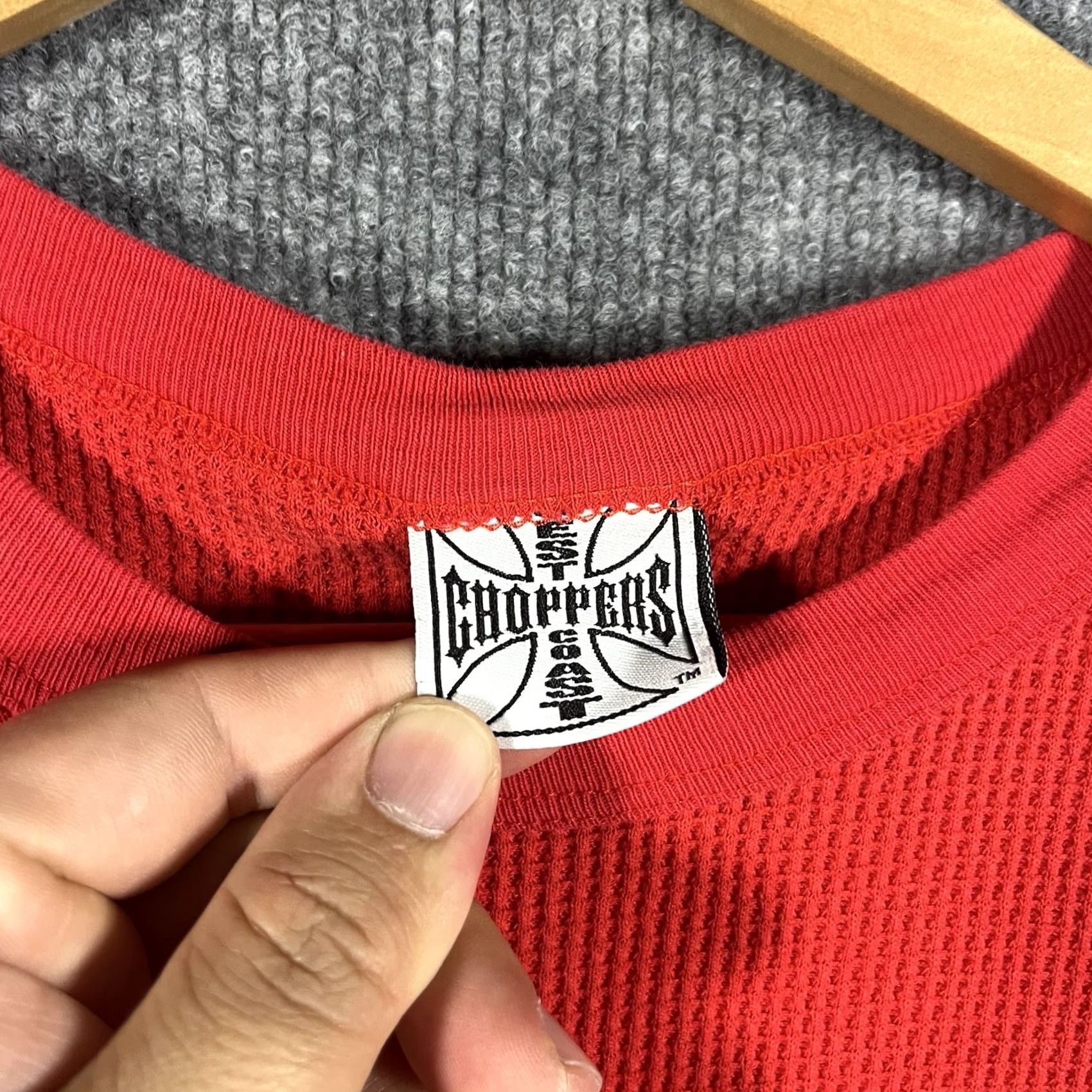 West Coast Choppers WEST COAST CHOPPERS Red Thermal Cotton Long Sleeve L Biker Graphic Vintage 90s Mens Shirt Size US L / EU 52-54 / 3 - 4 Thumbnail