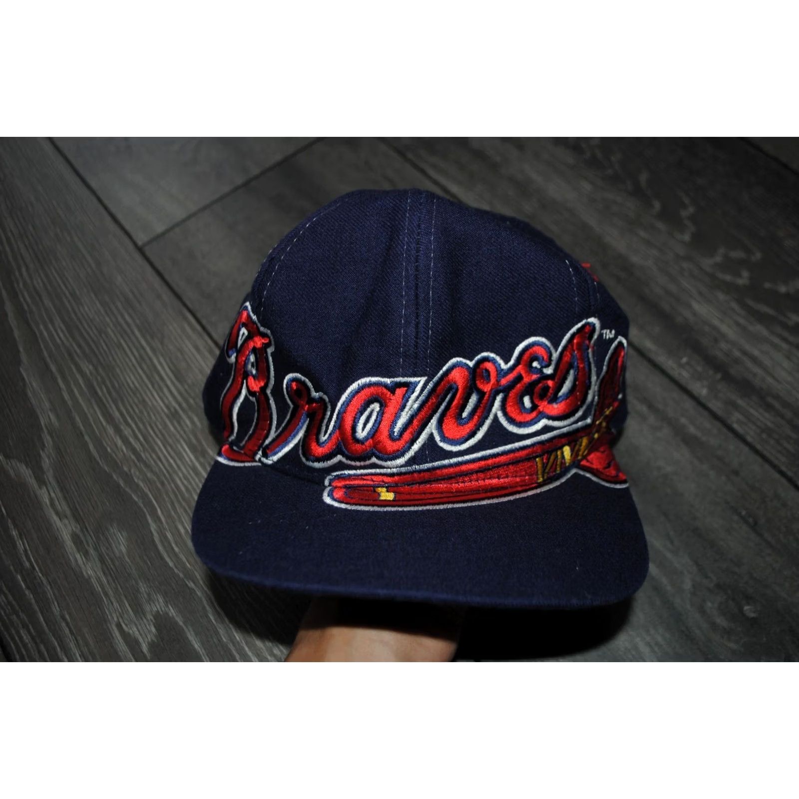 Vintage VINTAGE Atlanta Braves Hat Cap Snapback Big Logo Blockhead Ed West Signatures Men Blue One Size Logo 90s Sports Urban Baseball Cap Mens Size ONE SIZE - 4 Thumbnail