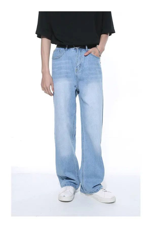 Japanese Brand Horiko x Kino Simple light blue straight loose washed jeans Size US 32 / EU 48 - 7 Thumbnail