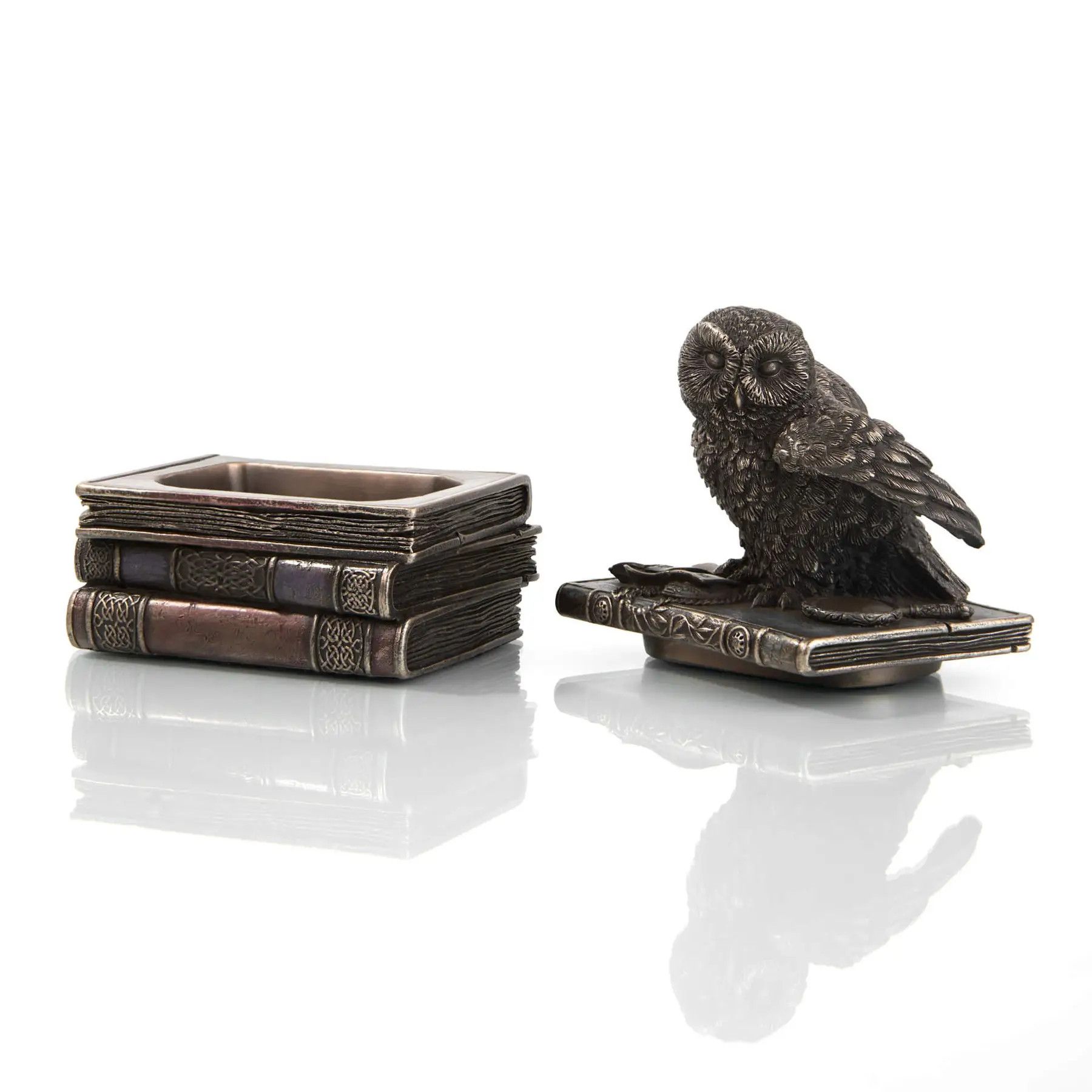 Vintage Box Owl on Books Statue Figure Polystone Decor Italy Size ONE SIZE - 6 Thumbnail