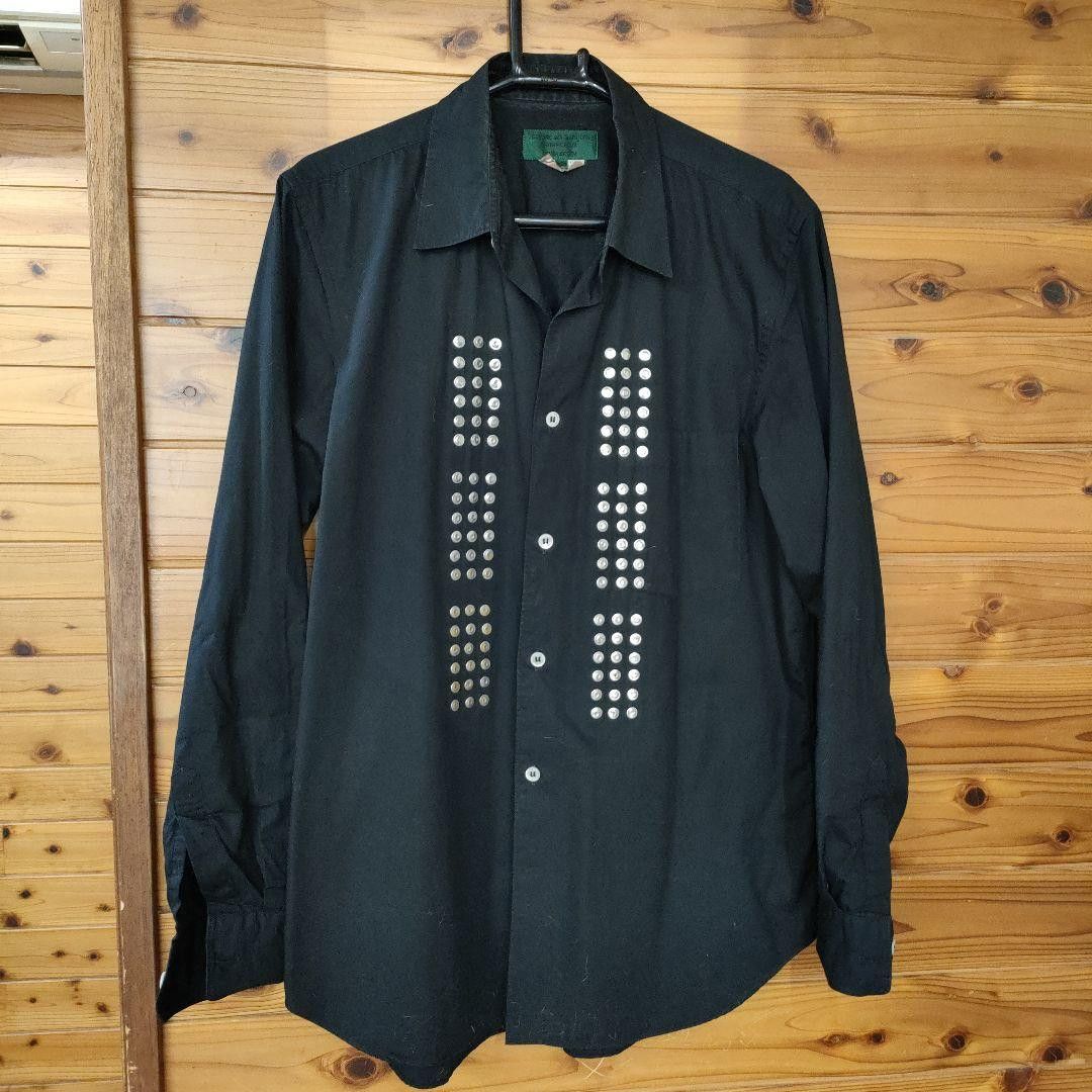 Ever Green Studded Camp Collar Long Sleeve Button Up Shirt