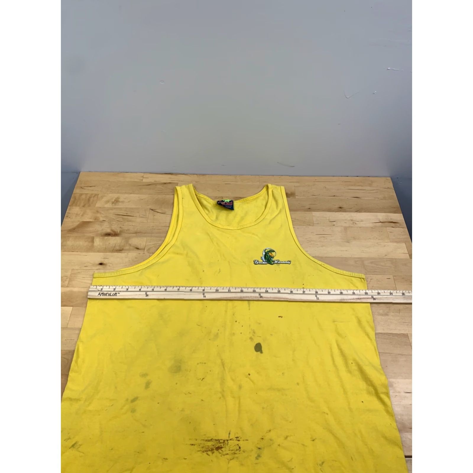 Vintage VINTAGE Gecko 90s Tank Top Shirt Mens L Yellow Contrast Hawaii Surf Beach Distressed 11864 Size US L / EU 52-54 / 3 - 7 Thumbnail