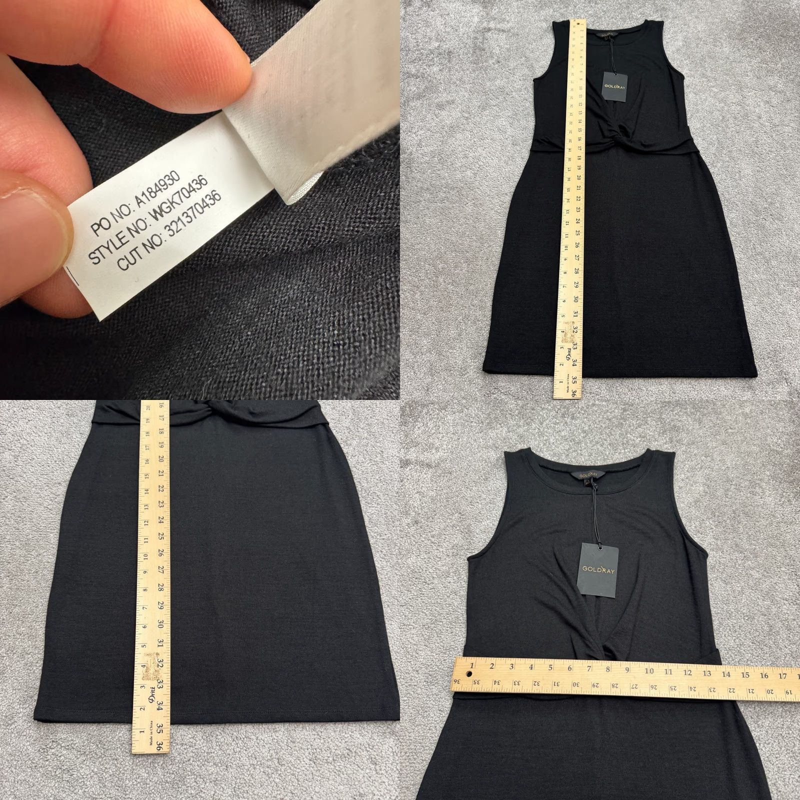 Vintage VINTAGE? (No) Goldray Dress Twisted Front Knit Midi Sheath Black Sleeveless NWT Womens Small, 1990s? Size S / US 4 / IT 40 - 8 Thumbnail